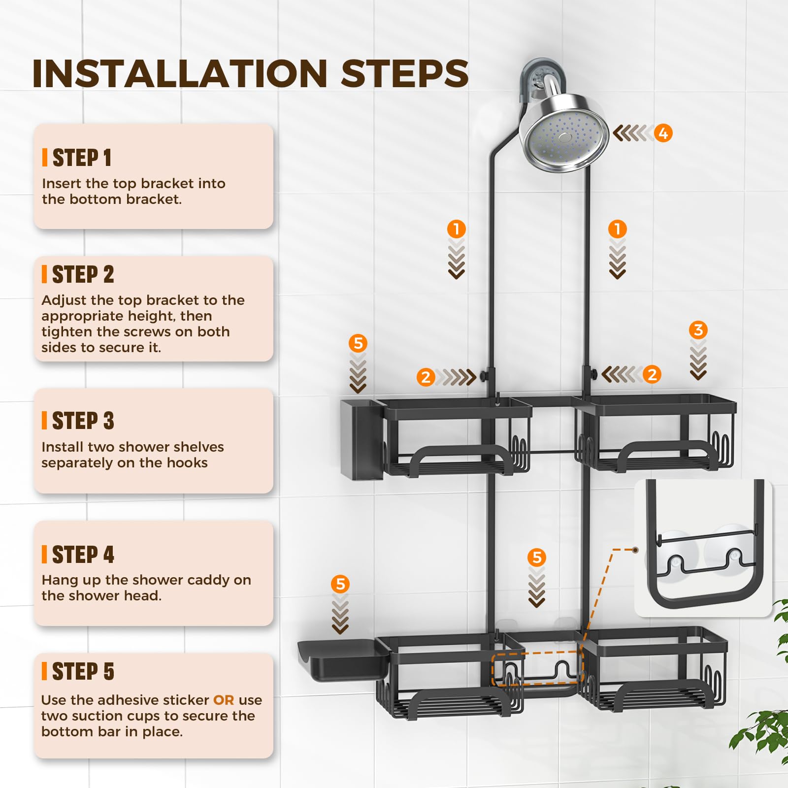 REINHARDT side hooks and razor holders offering extra hanging storage