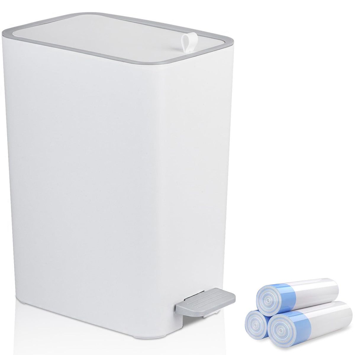 rejomiik front view white bin showing compact shape and clean look