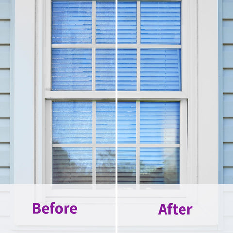 Rejuvenate before and after window comparison showing improved clarity and shine
