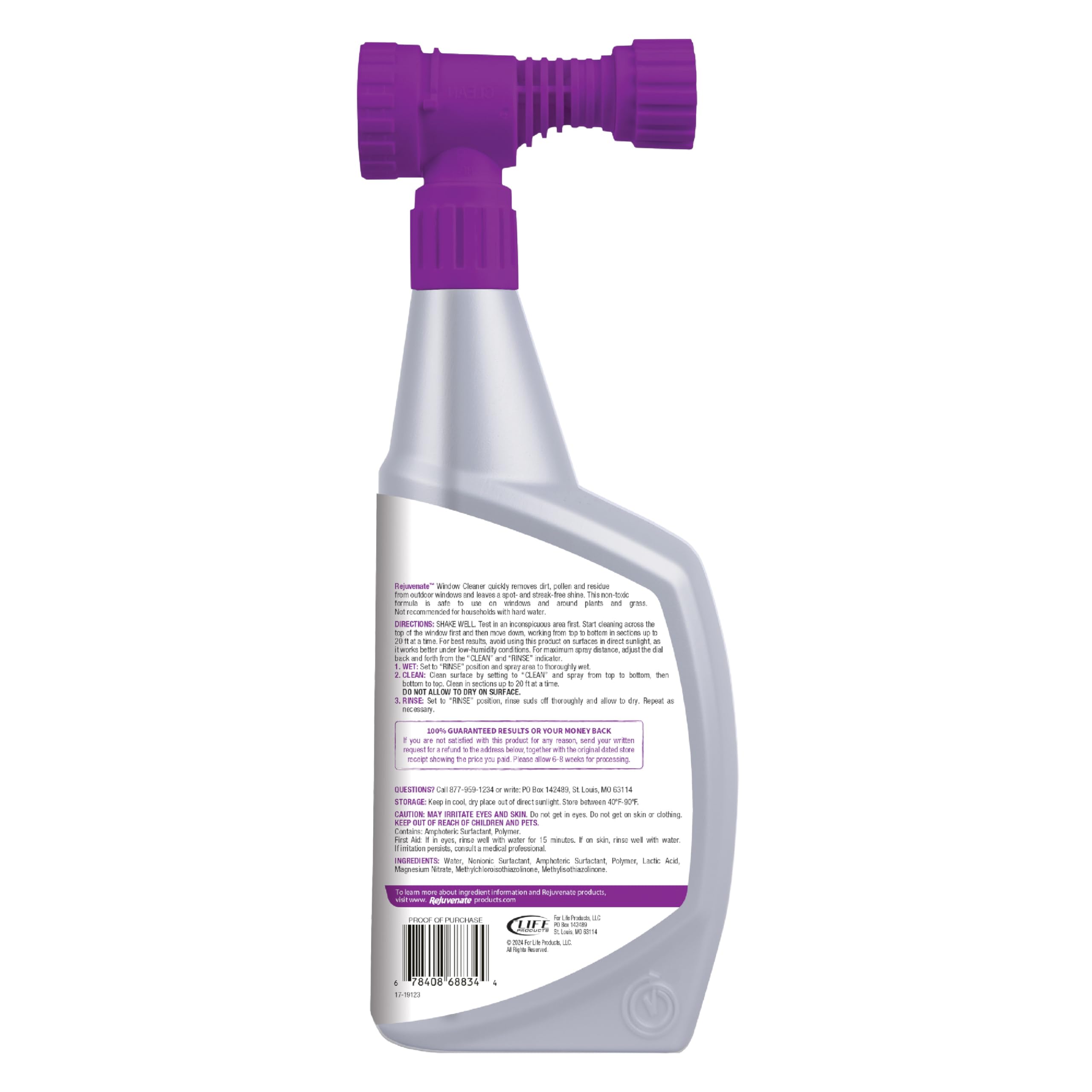 Rejuvenate outdoor lifestyle cleaning scene showing safe use near plants and lawn