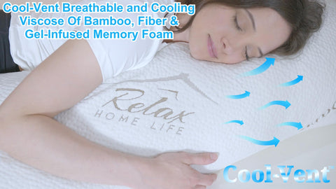 Relax HOME LIFE body pillow in bed supporting a side sleeper, demonstrating full-body alignment benefit
