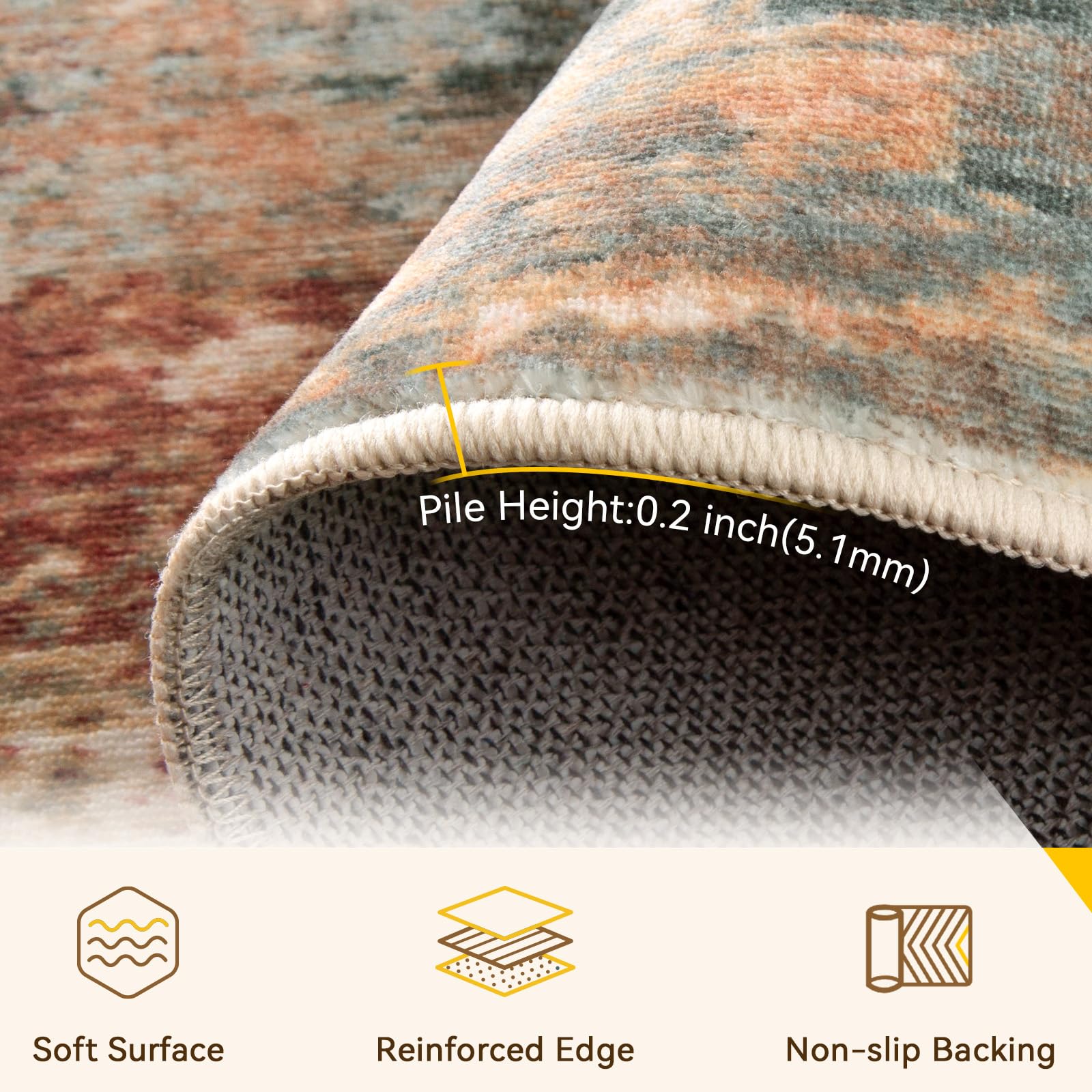 RELEANY folded rug in packaging ready to wash for easy maintenance