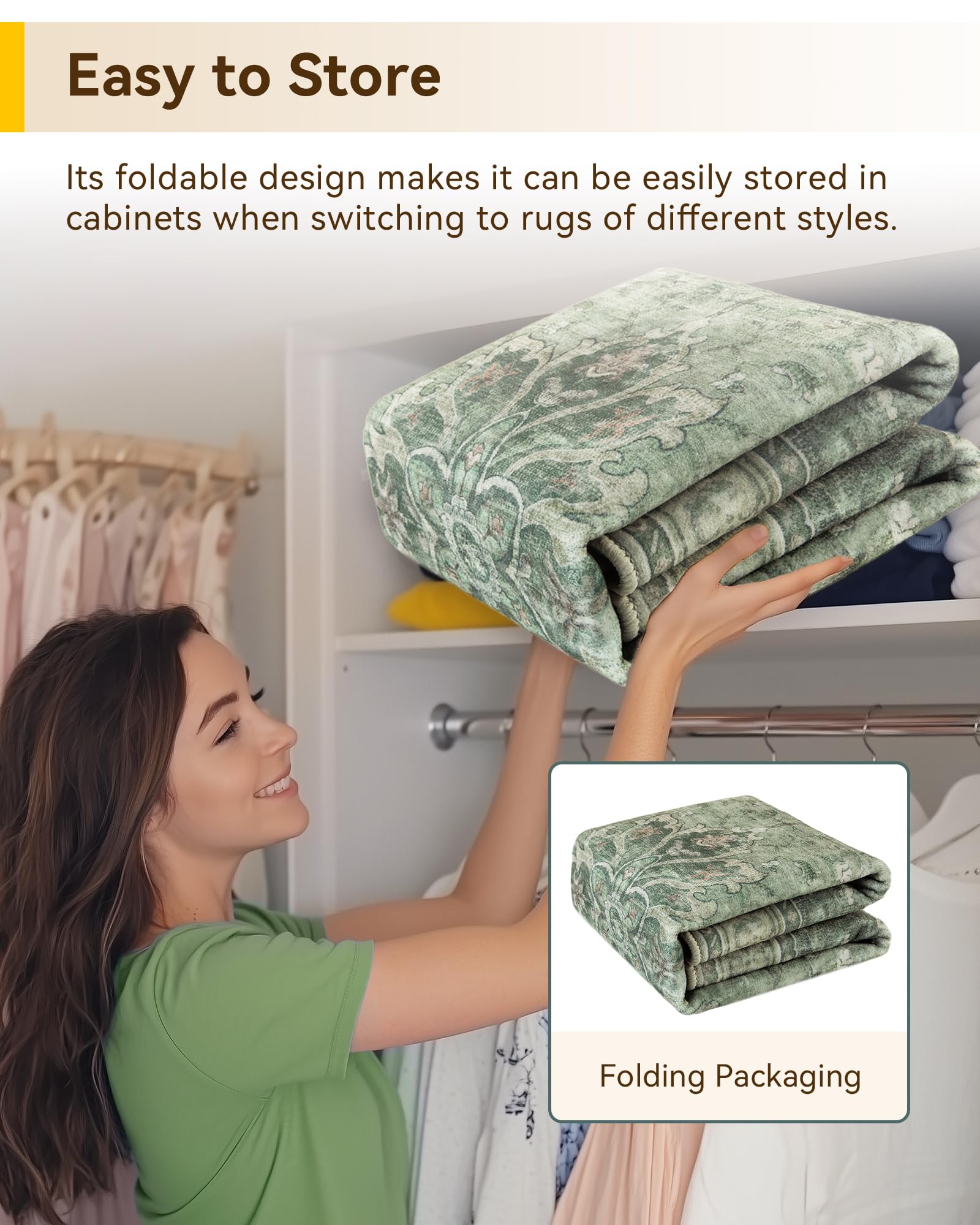 RELEANY small rug styled in kitchen under sink offering decorative accent benefit