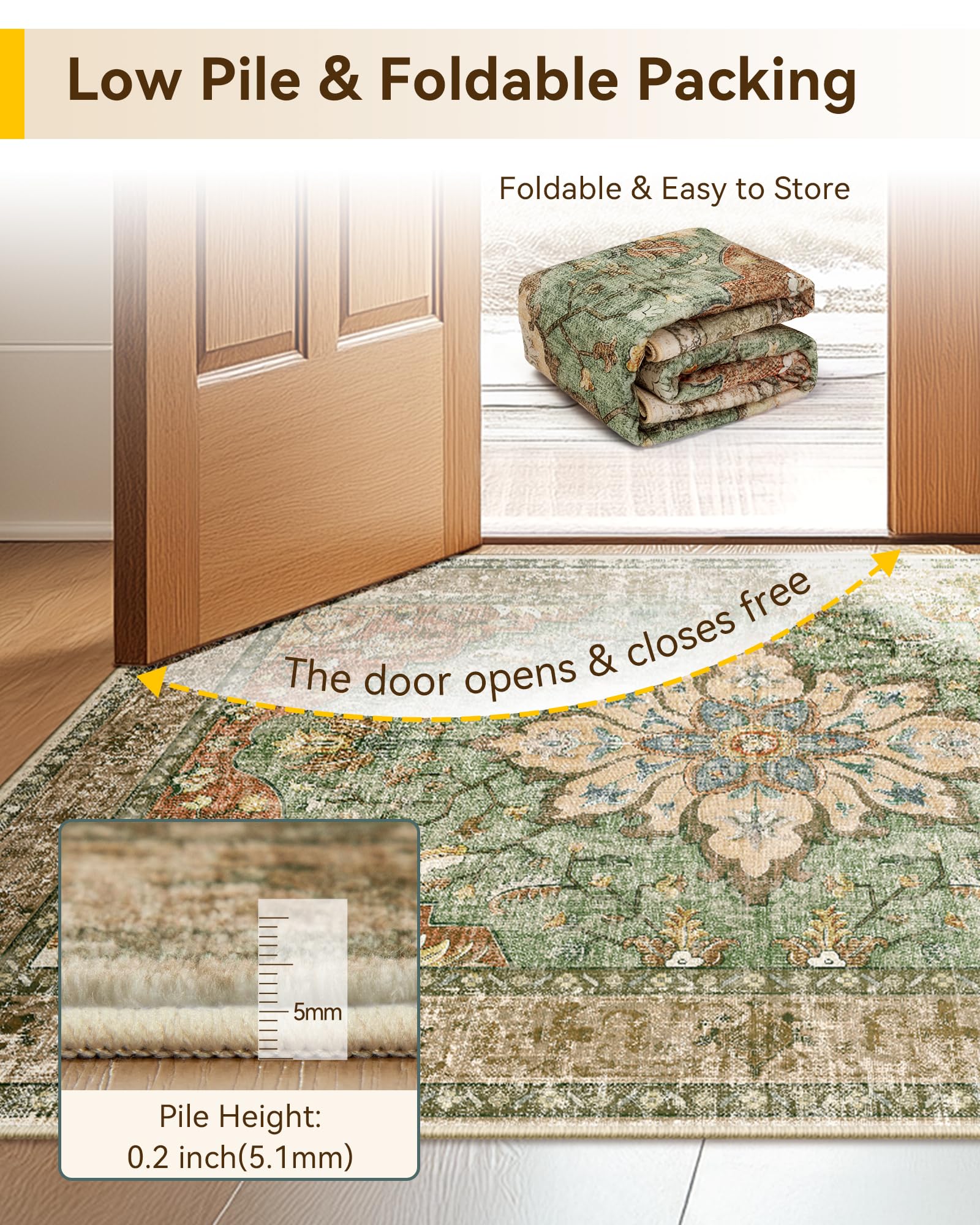 RELEANY rug in laundry showing machine-washable convenience