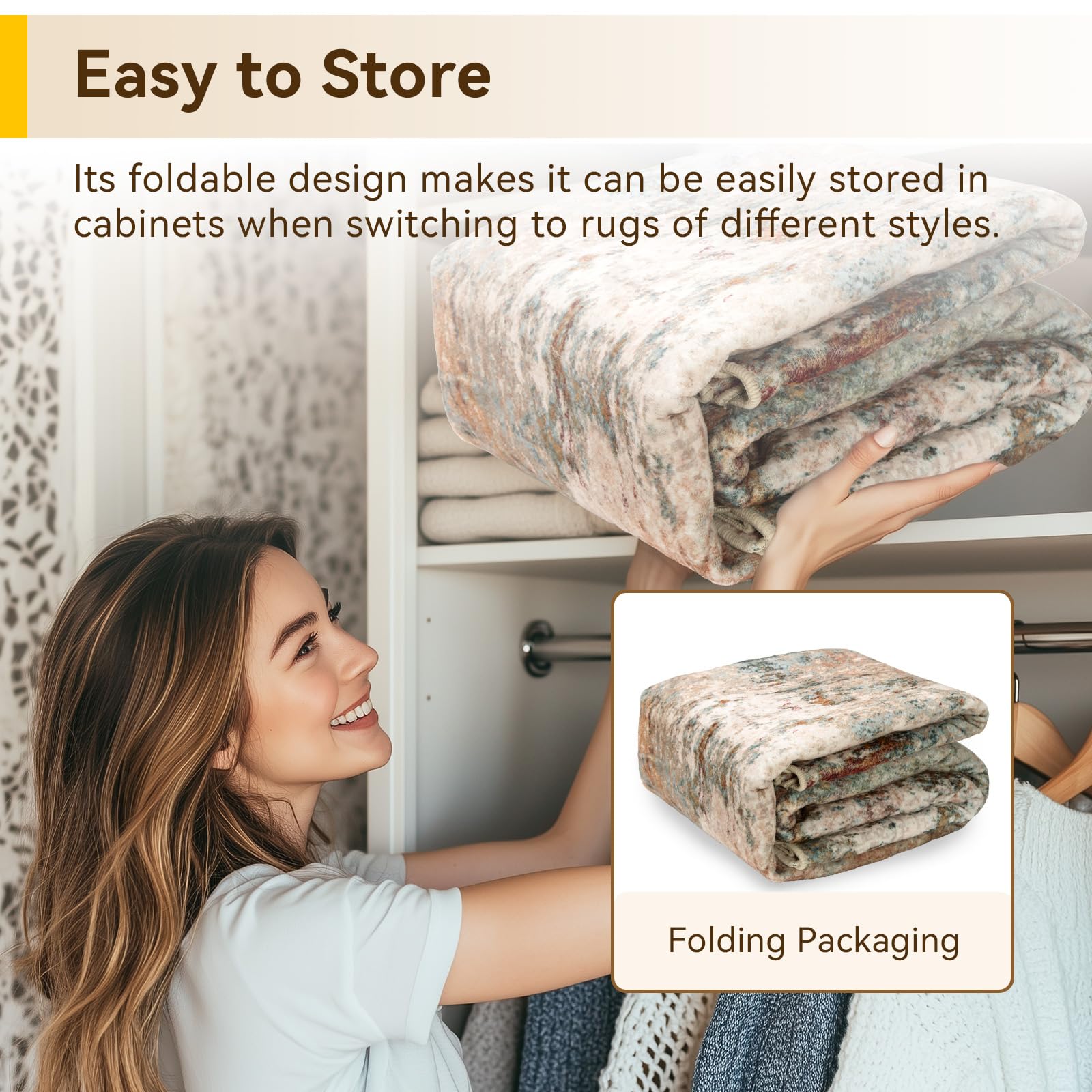 RELEANY rug with robot vacuum passing by to show door clearance and compatibility
