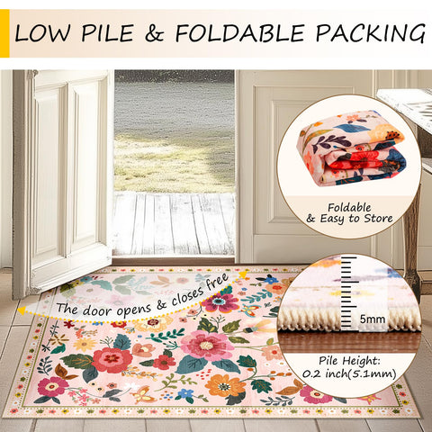 RELEANY rug styled in living room adding color and easy-care feel