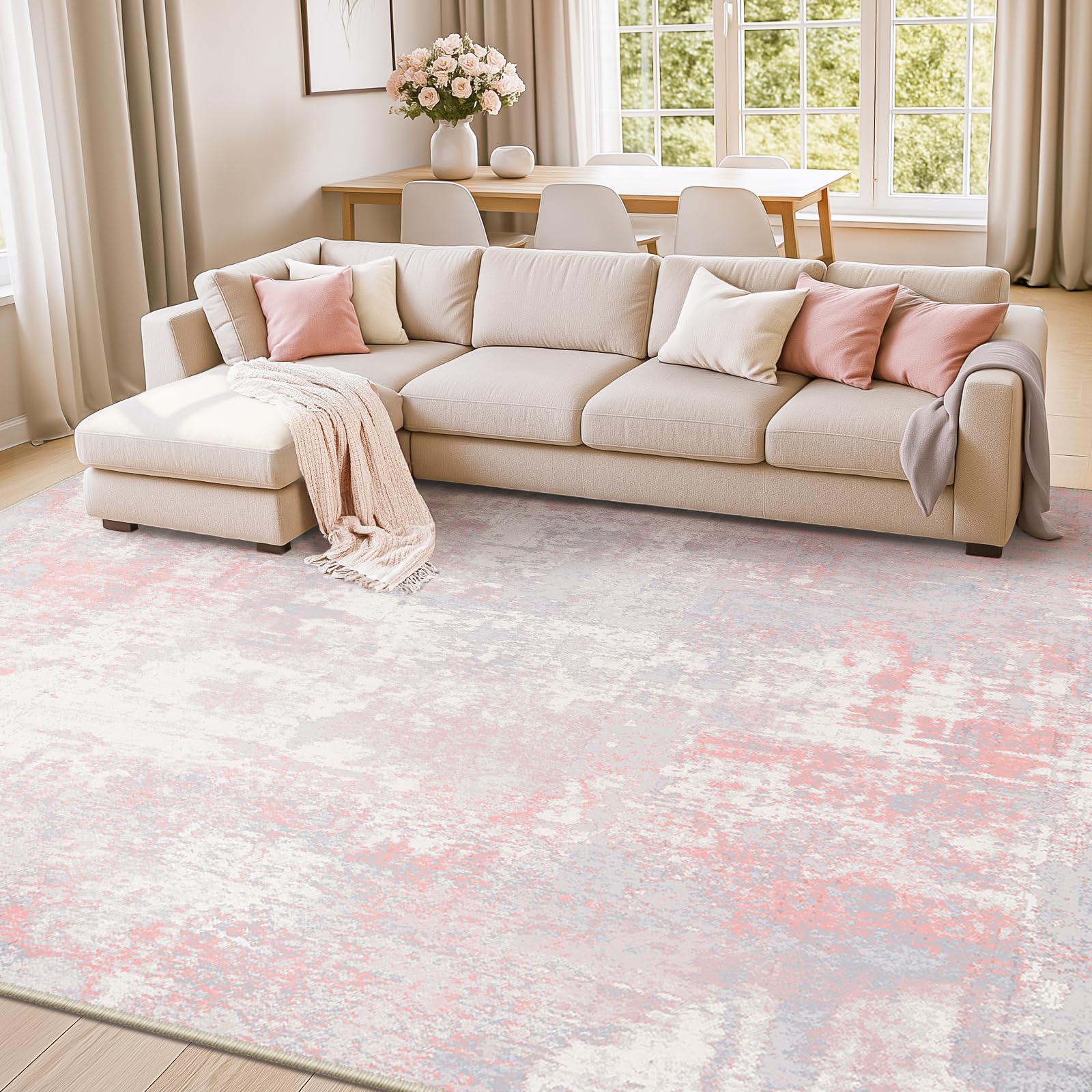 RELEANY rug styled in modern living room adding color and cohesion