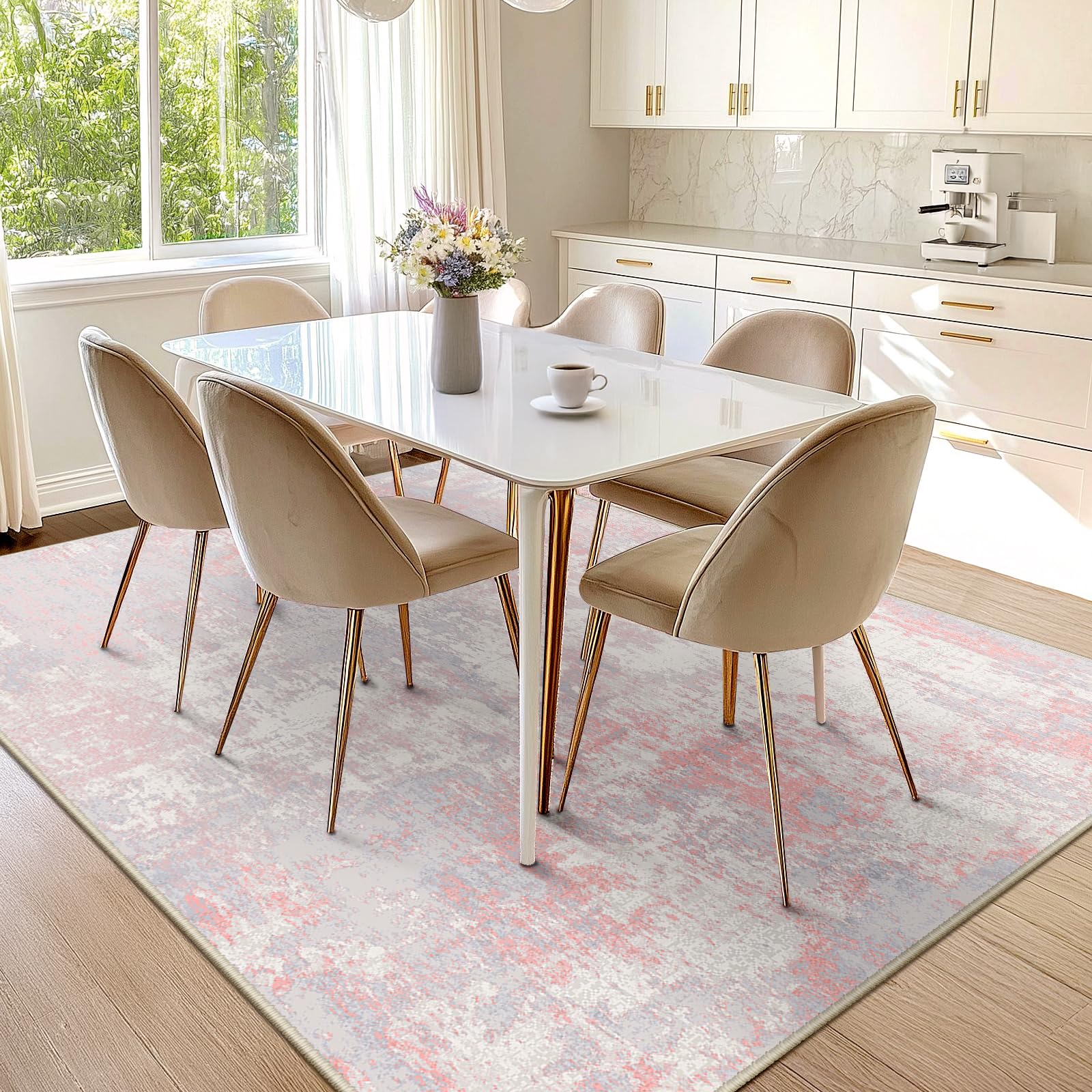 RELEANY rug under sofa showing scale and fit in living area
