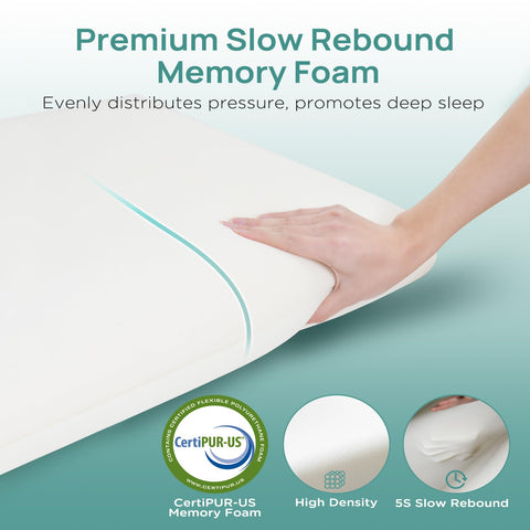Releep pillow on bed in bedroom scene showing restful-sleep benefit