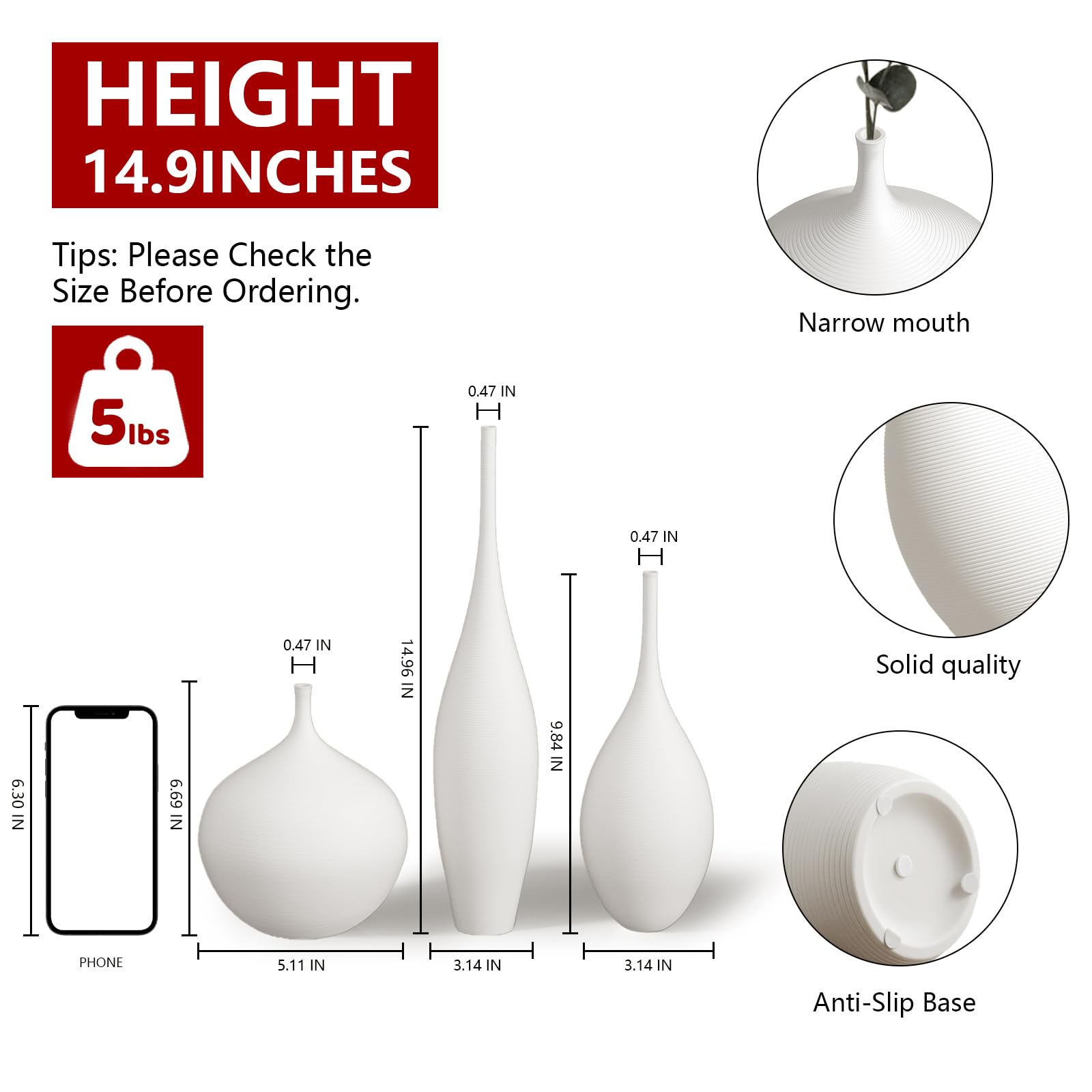 Relexome tall vase profile displaying slim neck ideal for single stems