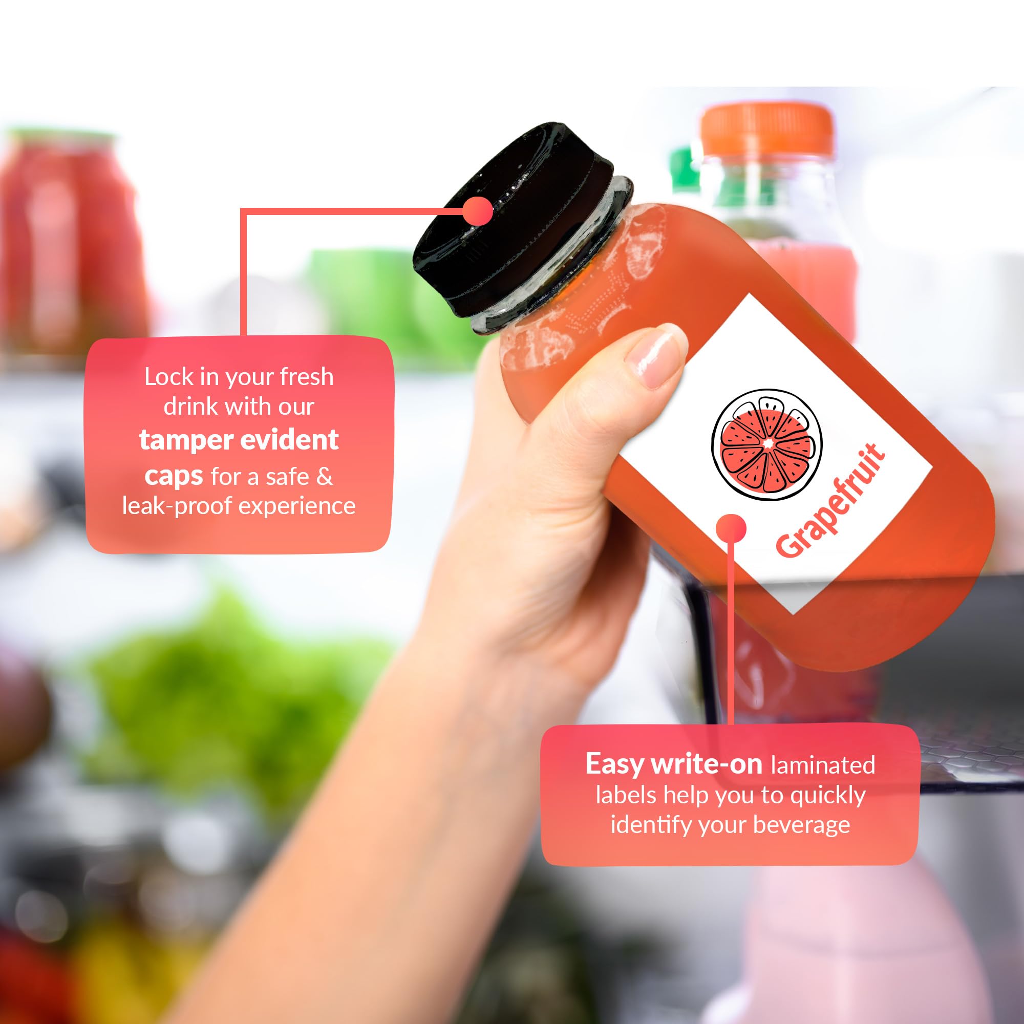 Reli bottle held in hand showing 8 oz size for portion guidance