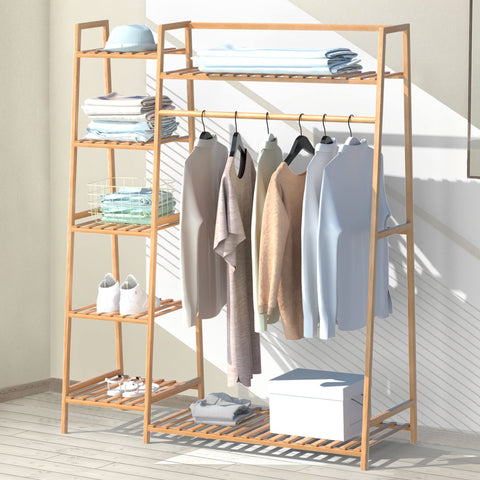 RELIANCER bamboo rack front view showing full storage and natural look