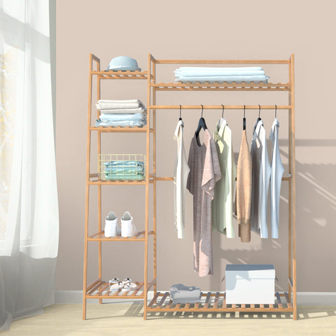 RELIANCER bamboo rack in entryway with coats showing easy-access storage