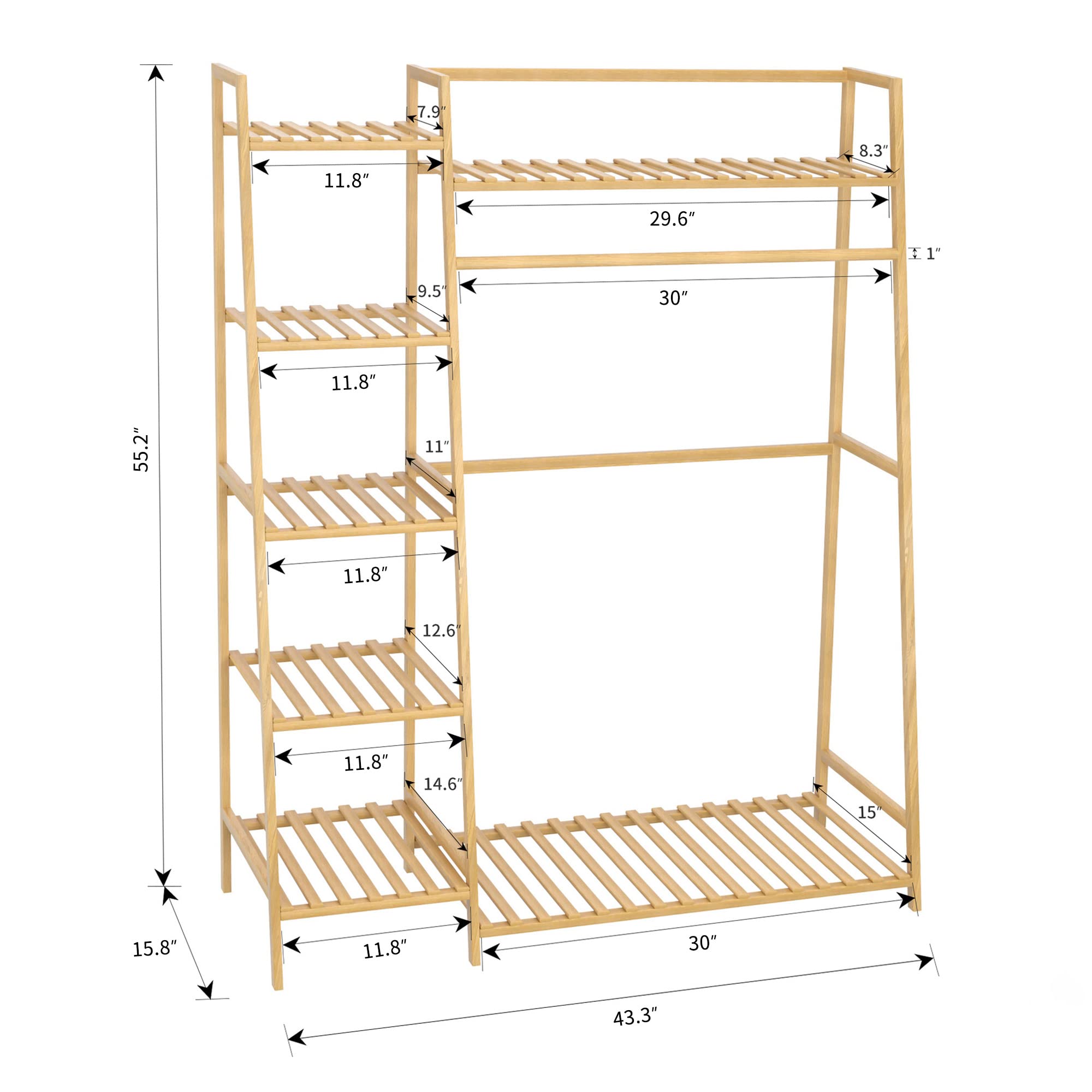 RELIANCER bamboo top shelf closeup showing expanded storage advantage