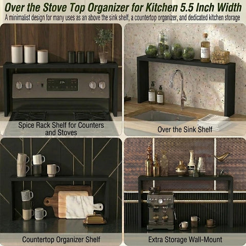RELODECOR ebony in a kitchen lifestyle shot showing clutter-free countertop benefit