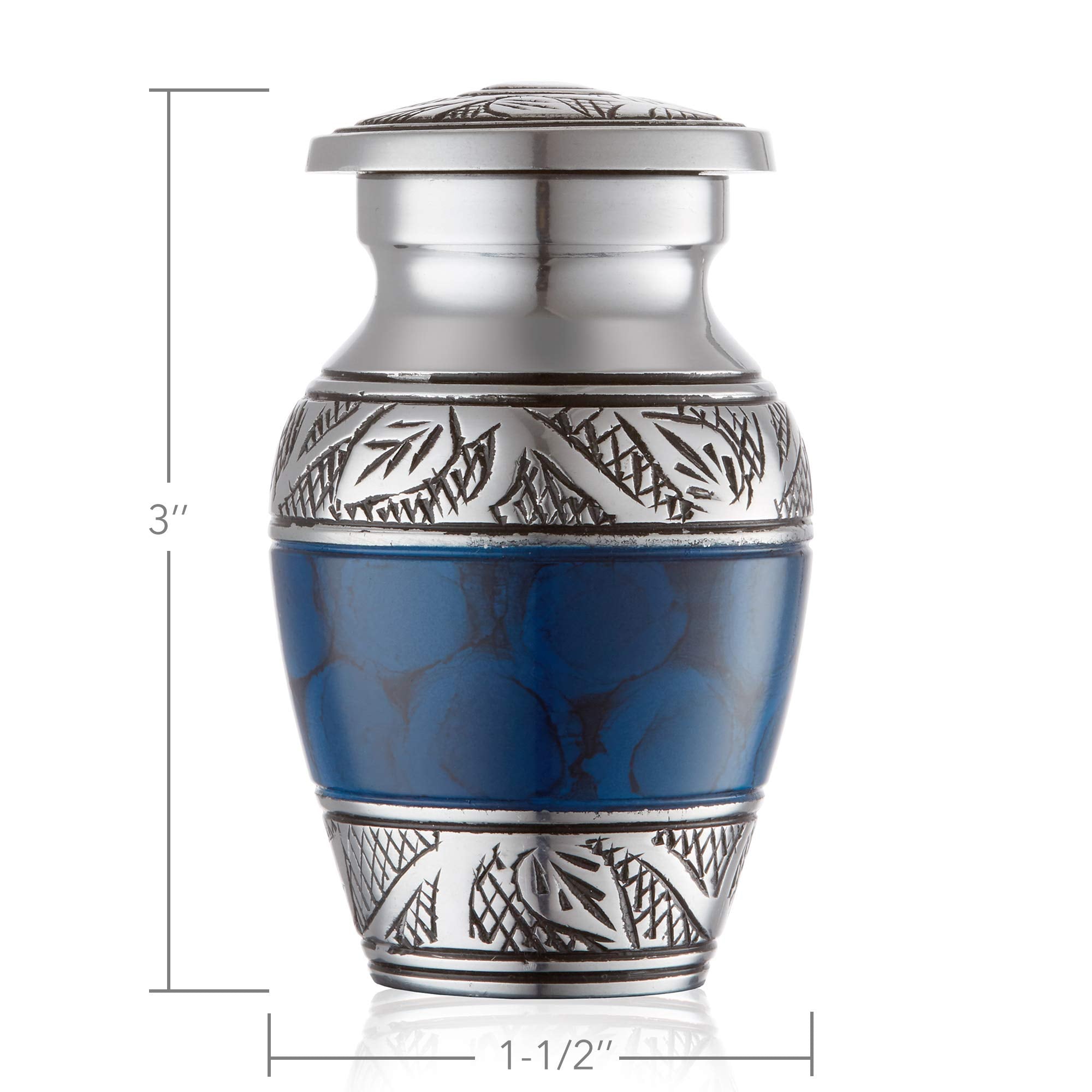 Reminded black velvet pouch and satin-lined case protecting urns, preserving finish benefit