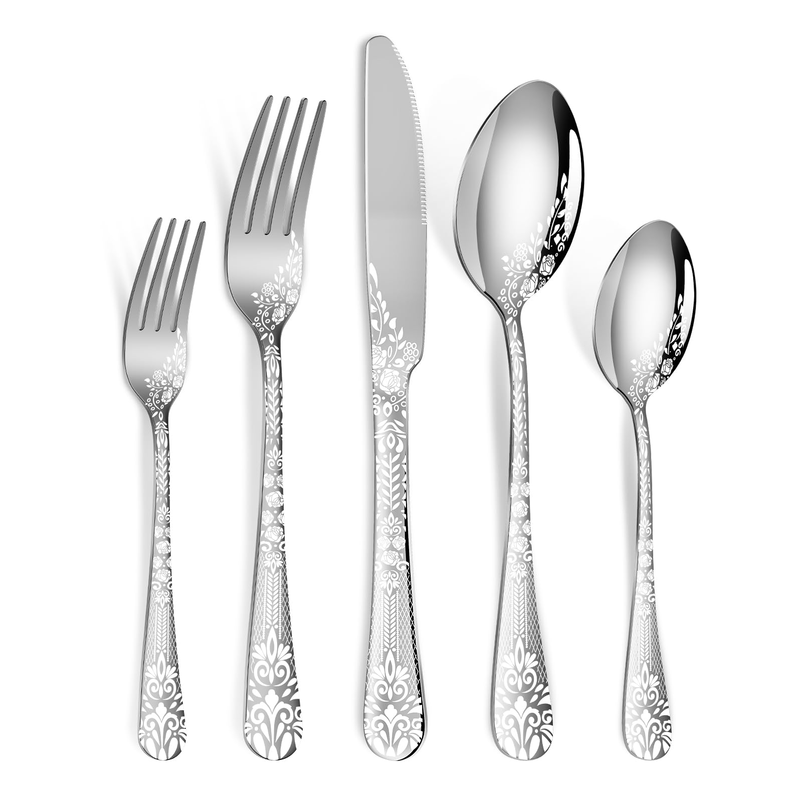 Remoxye front view of full 40-piece set showing polished finish and complete service