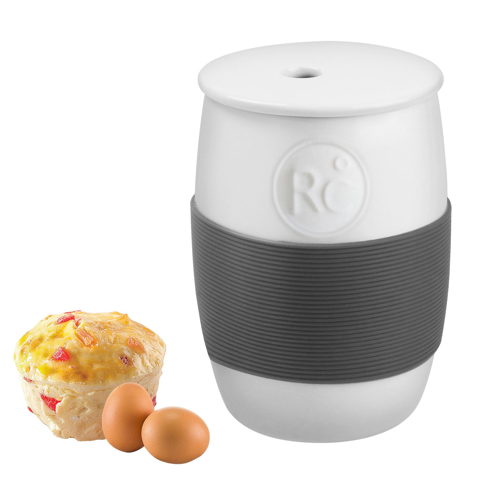ReneeChef front view of ceramic egg cooker showing clean design and quick breakfasts