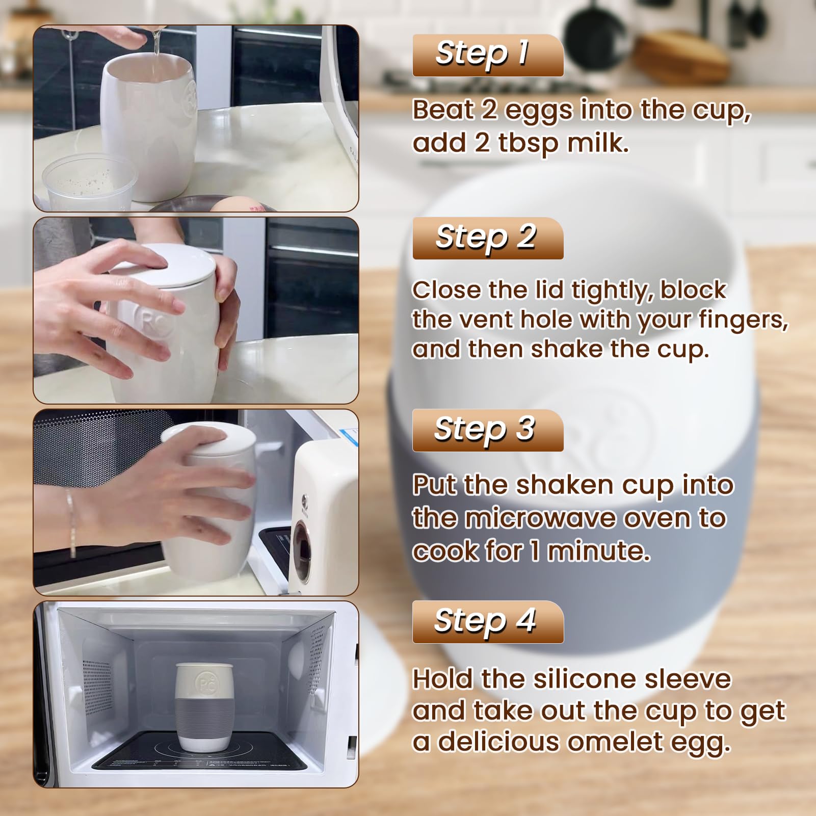 ReneeChef cooker next to standard mug showing compact size and portability