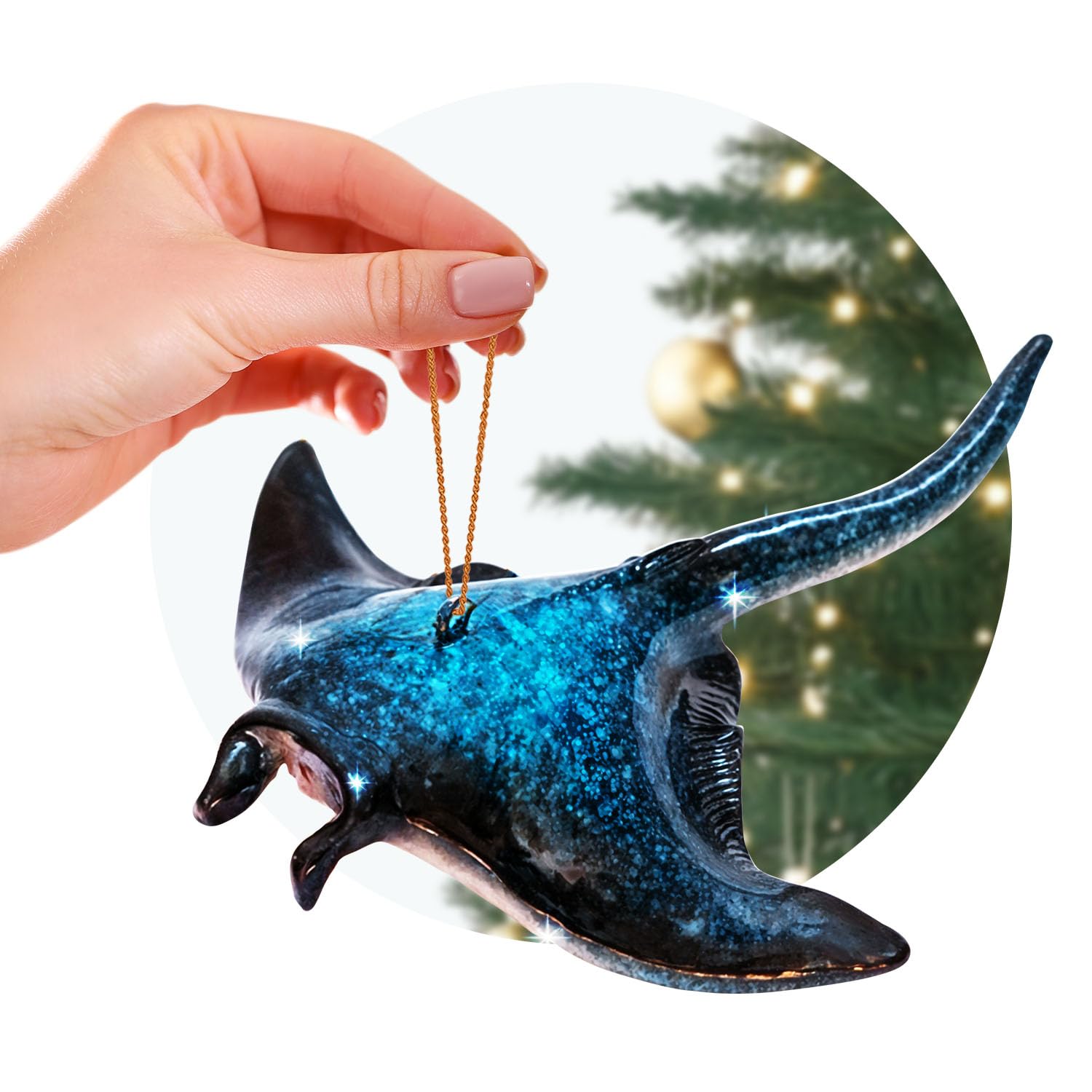 rengöra manta ray front view showing hand-painted detail and coastal charm
