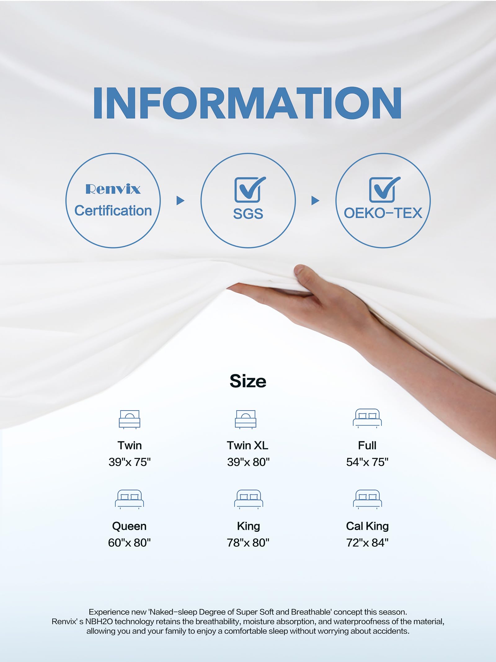 Renvix beside ruler and mattress showing compatibility with up to 21-inch depth