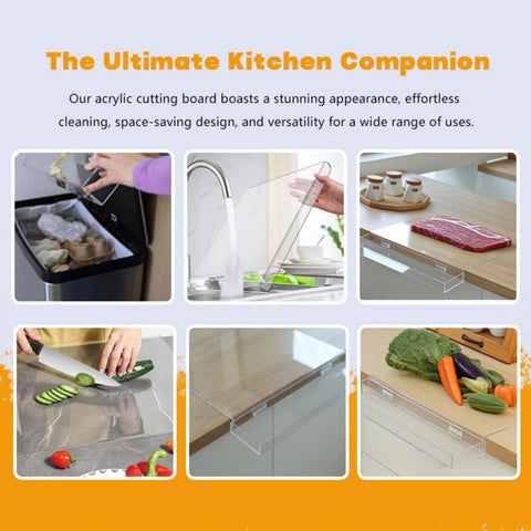 Renyqatt acrylic board on countertop styled as serving and prep surface