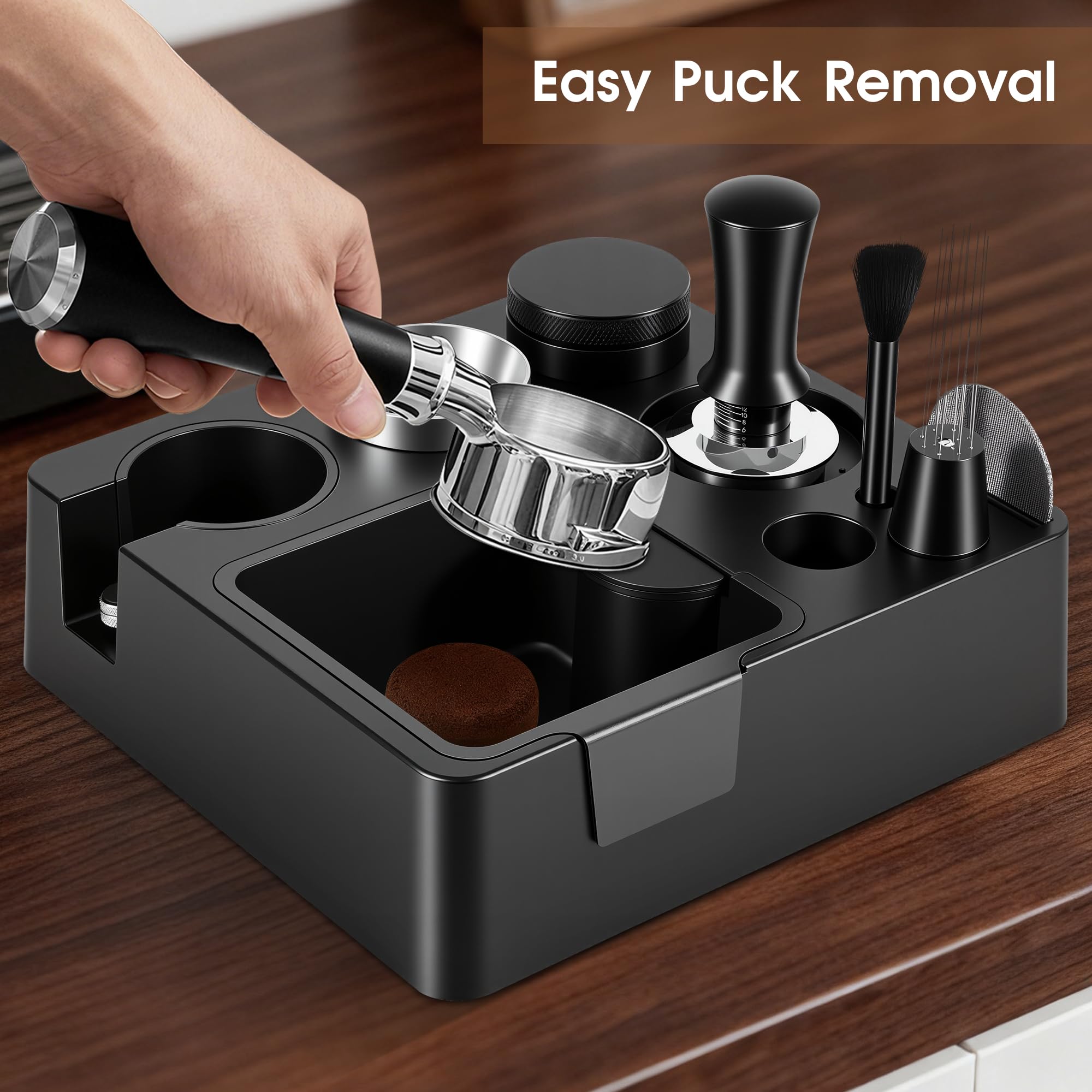 Reoszeank stainless distributor leveling grounds for uniform coffee bed