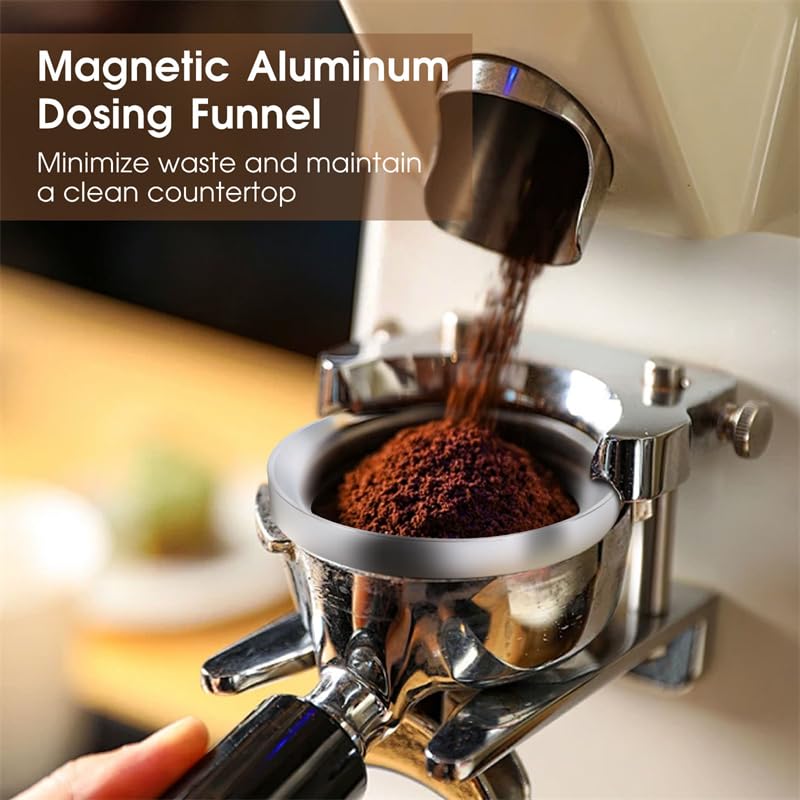 Reoszeank magnetic dosing funnel attached to portafilter keeping dosing tidy