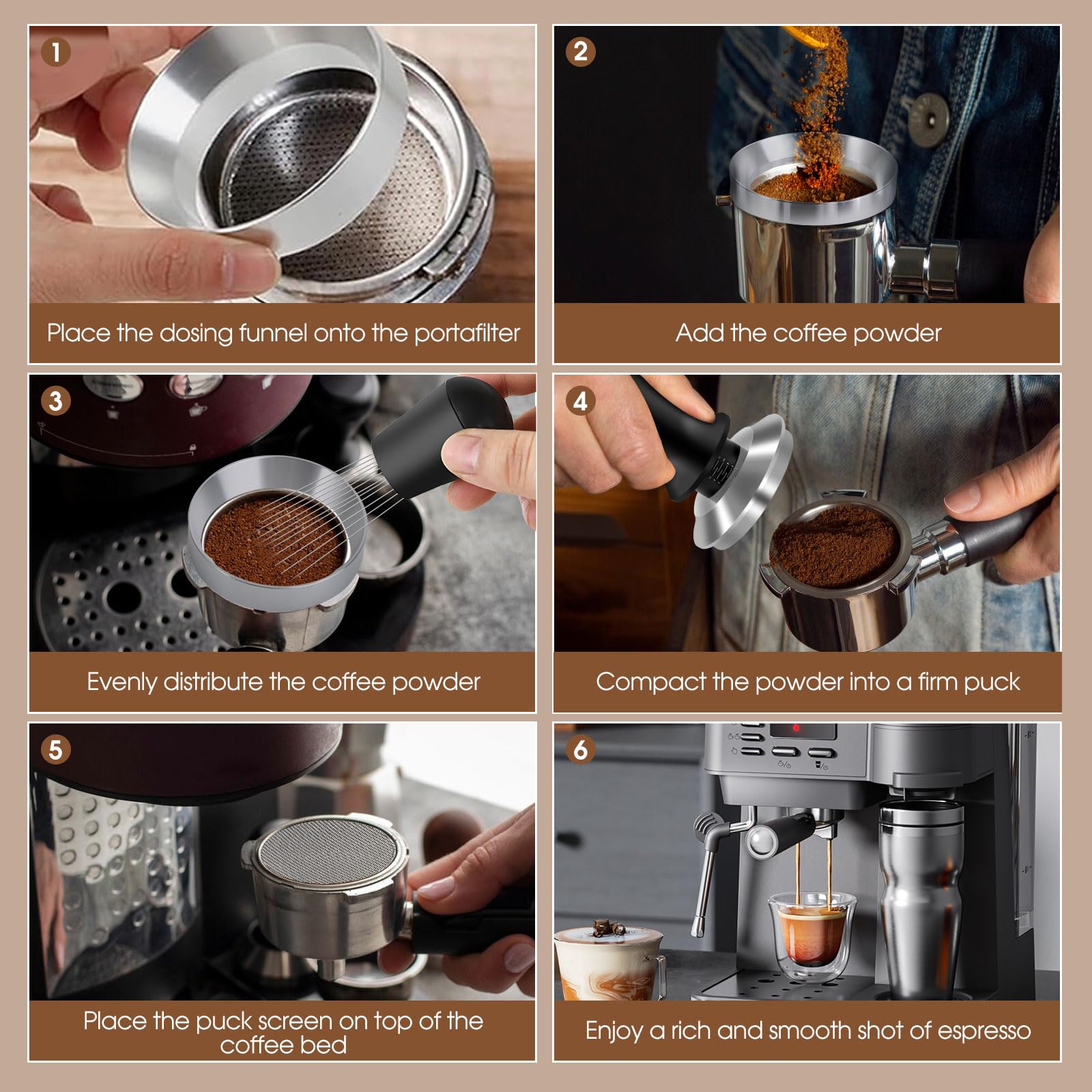 Reoszeank tamper resting on silicone mat protecting counter and stabilizing tamp