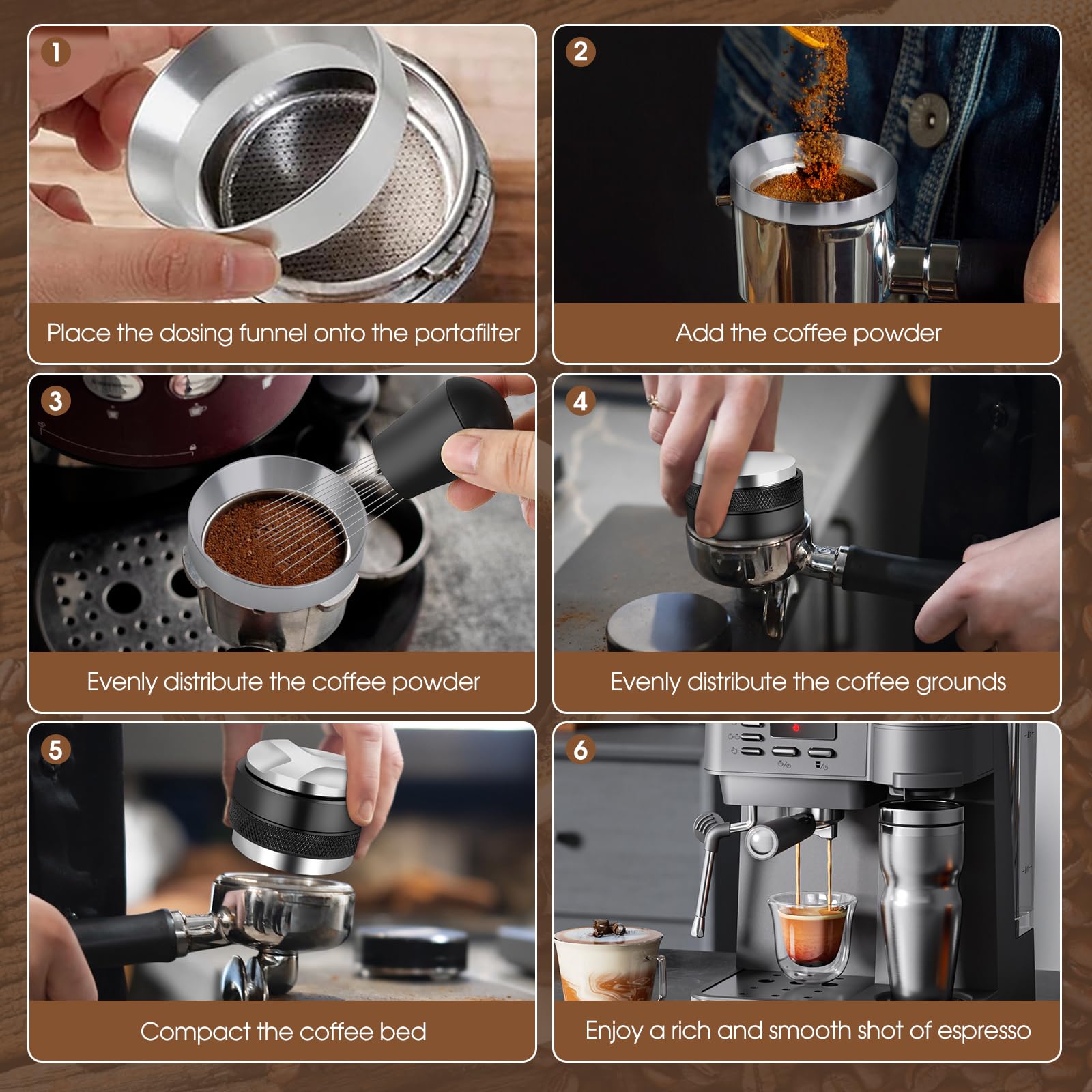 Reoszeank tools in use during dosing and tamping for cleaner workflow