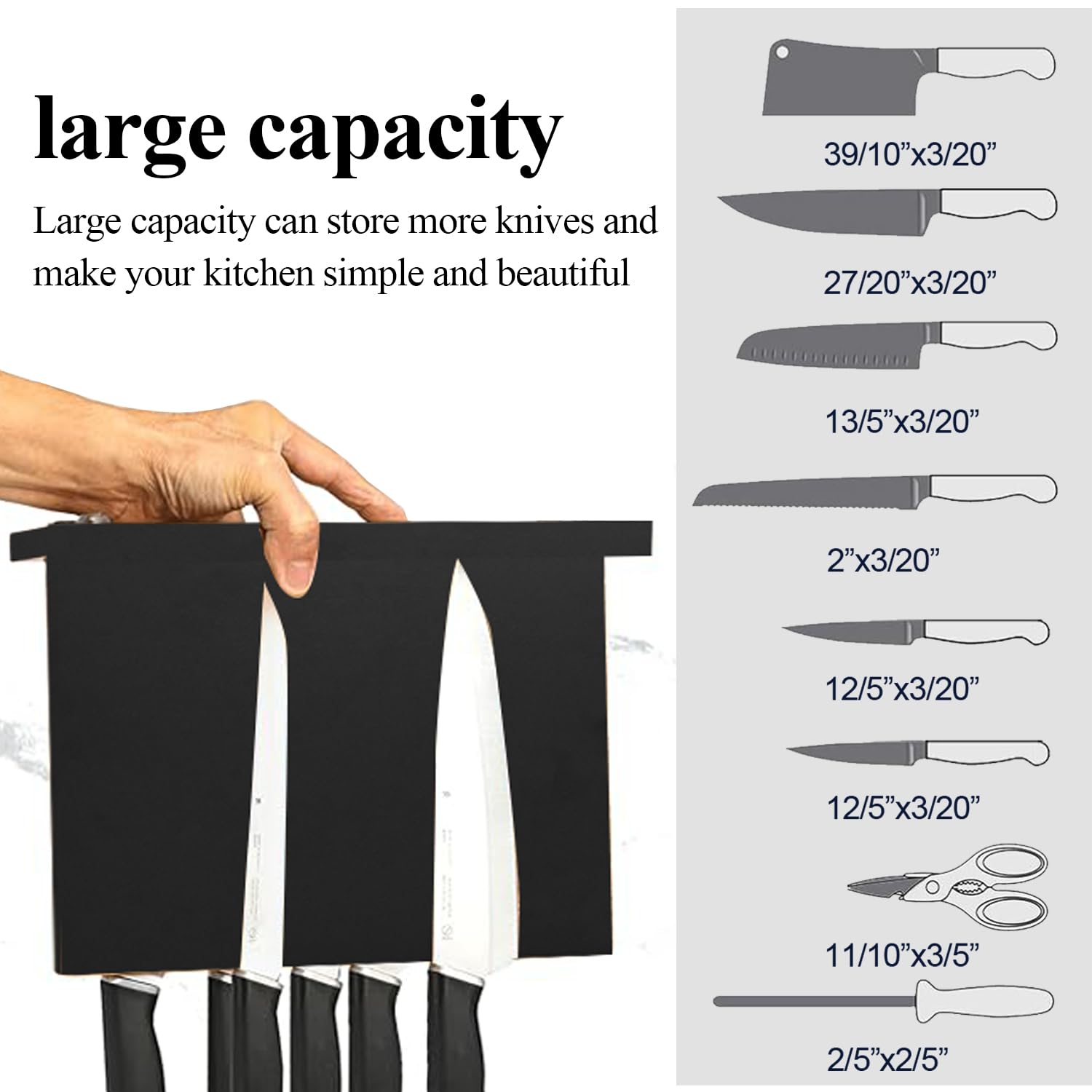 Resafy scale comparison with utensils showing 12-inch capacity and space-saving benefit