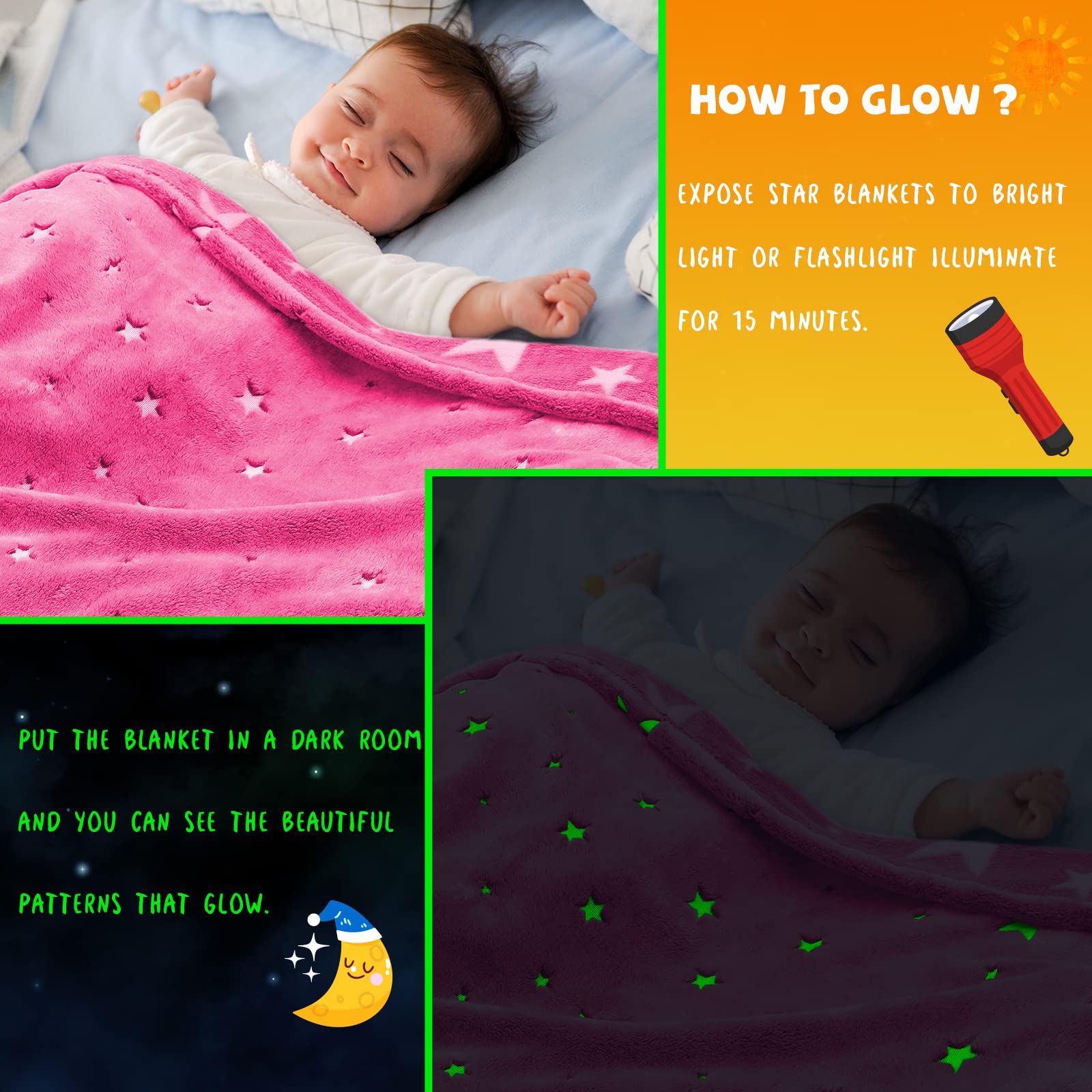 REXEO glow demonstration of stars showing luminous effect at night benefit