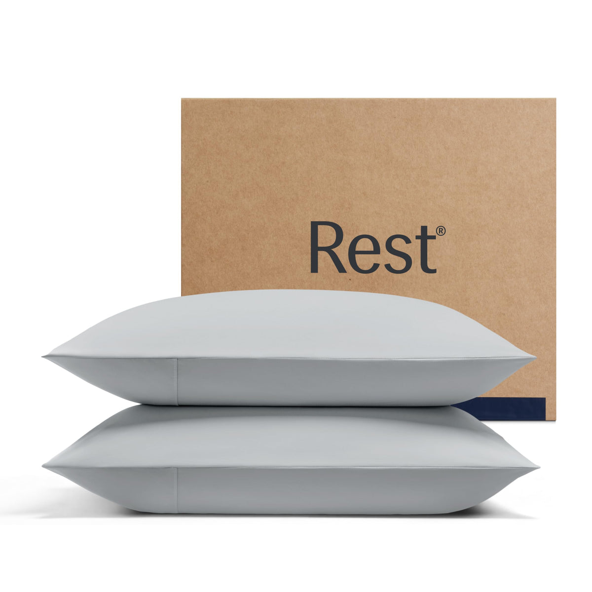 REST Evercool front view showing packaging and two king pillowcases for cooler sleep