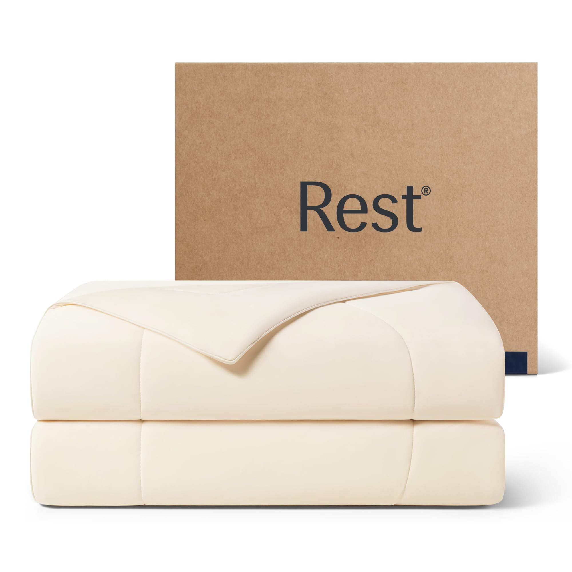 REST Evercool comforter front view showing full/queen coverage and neat styling benefit