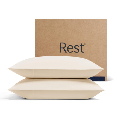 REST Evercool+ front packaging showing two pillowcases and brand benefits