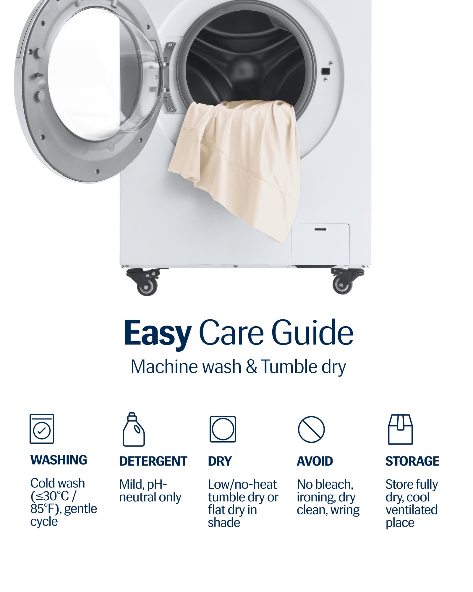 REST Evercool+ washcare label image emphasizing easy machine-wash care
