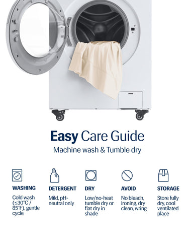 REST Evercool+ washcare label image emphasizing easy machine-wash care