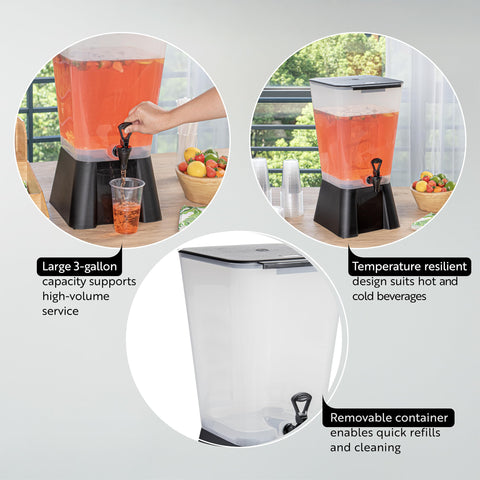 Restaurantware Bev Tek push-button spigot close-up for fast pours and reduced drips