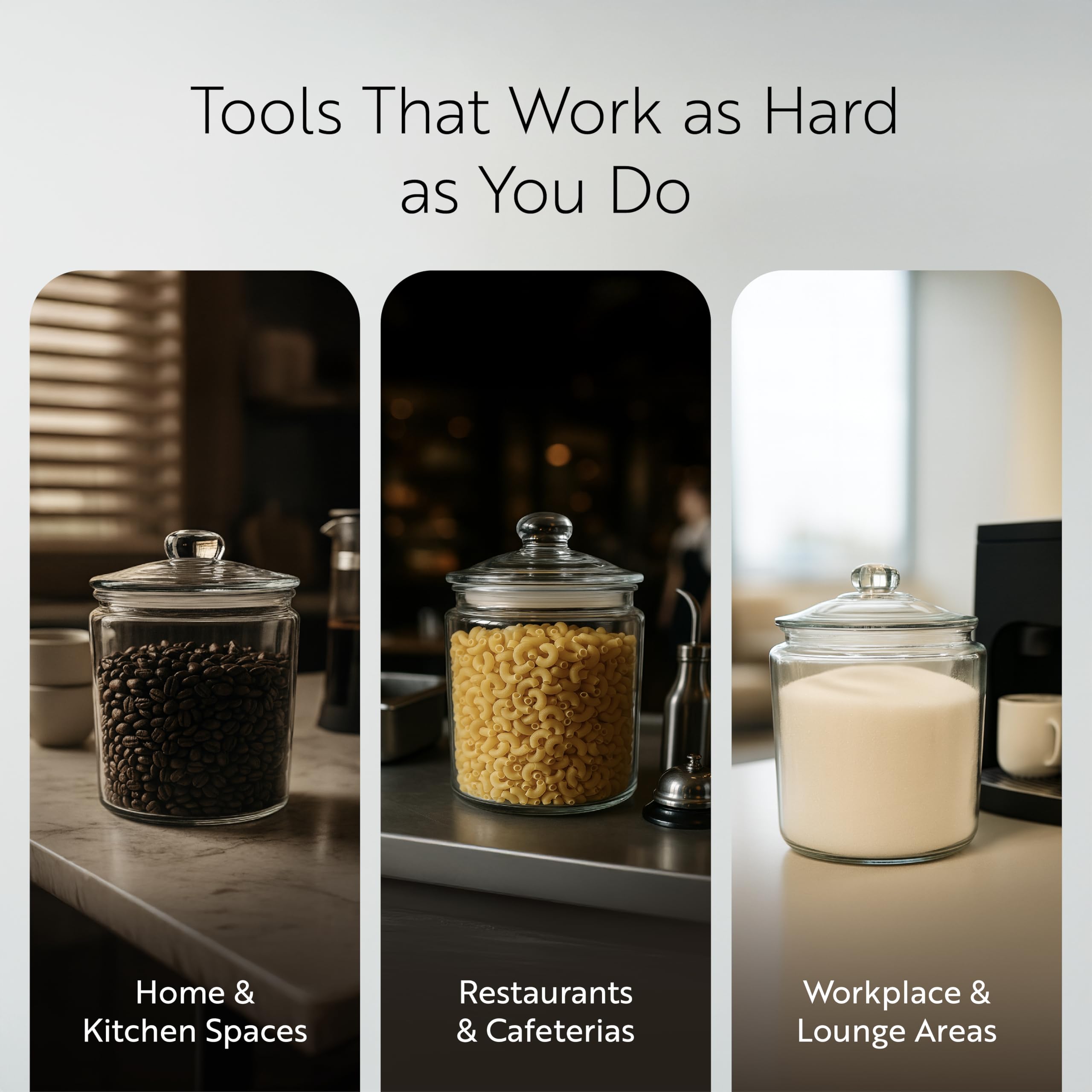 Restaurantware Vetri on pantry shelf with labeled jars, improves organization efficiency