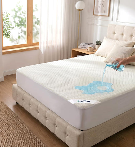RestTwill in bedroom lifestyle helping a clean, protected mattress look