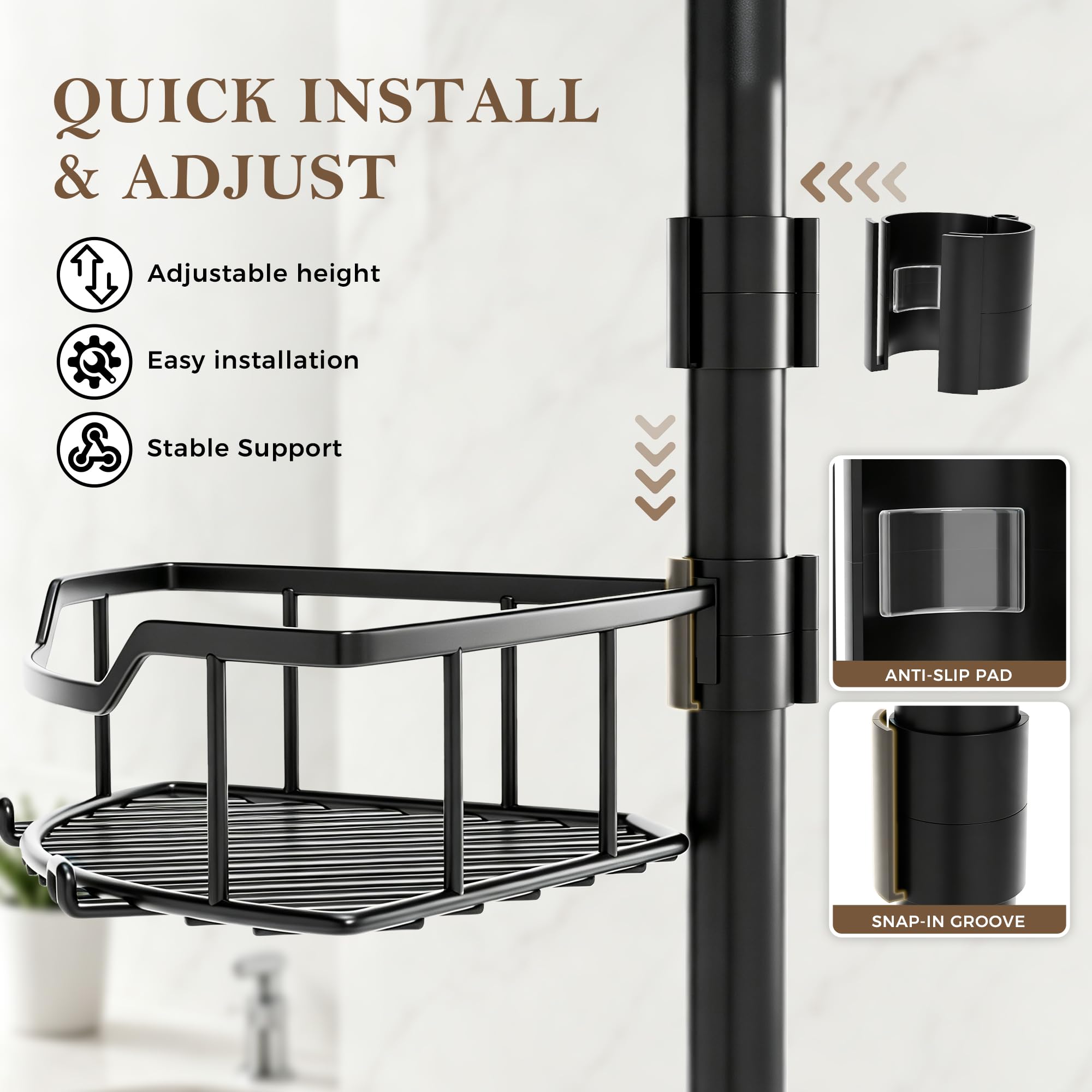 RESUNSY shelf detail showing open drainage design for quick drying and easy cleaning