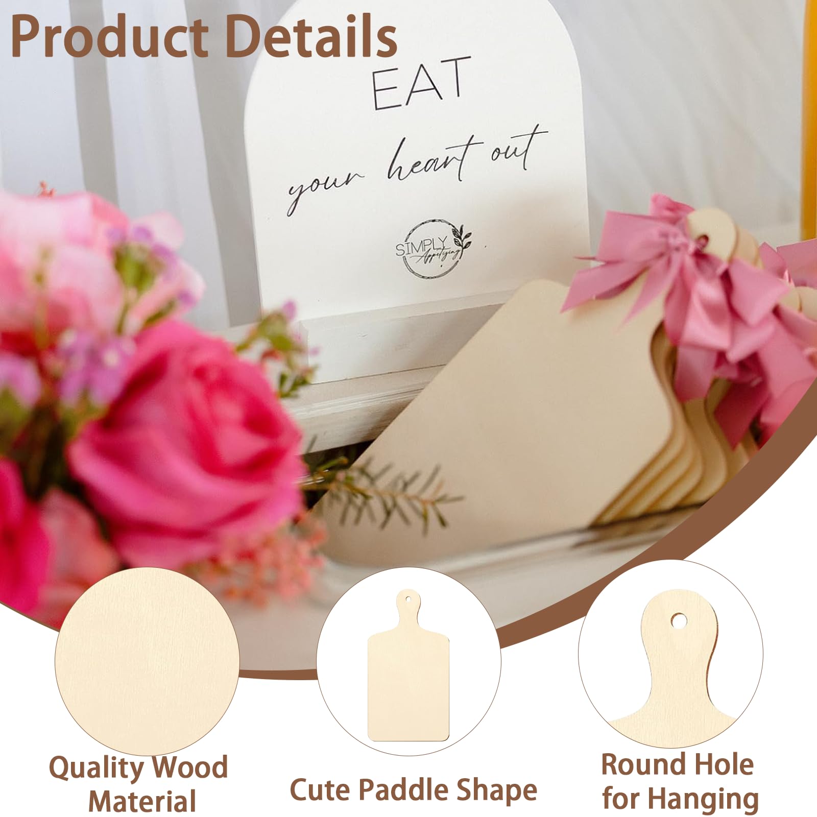Retainbre handle and hanging hole detail offering convenient storage and display option