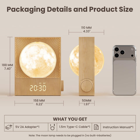 RETEYUNG clock display and rotary knob controls showing easy time and alarm setting benefit