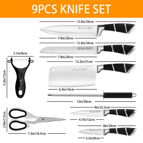 RETROSOHOO knives beside common items to show size and scale for storage planning