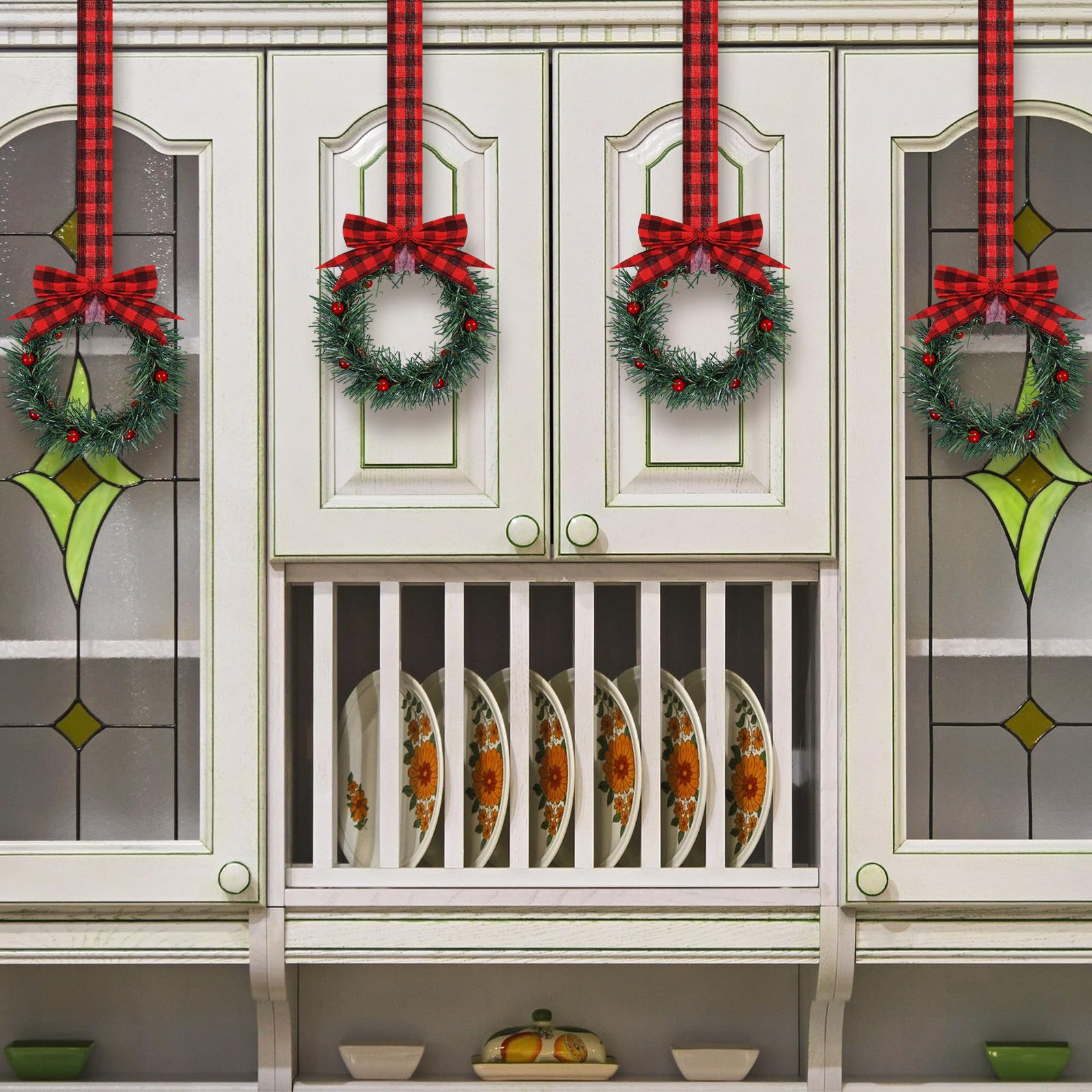 Retrowavy wreath held in hand showing scale and easy hanging