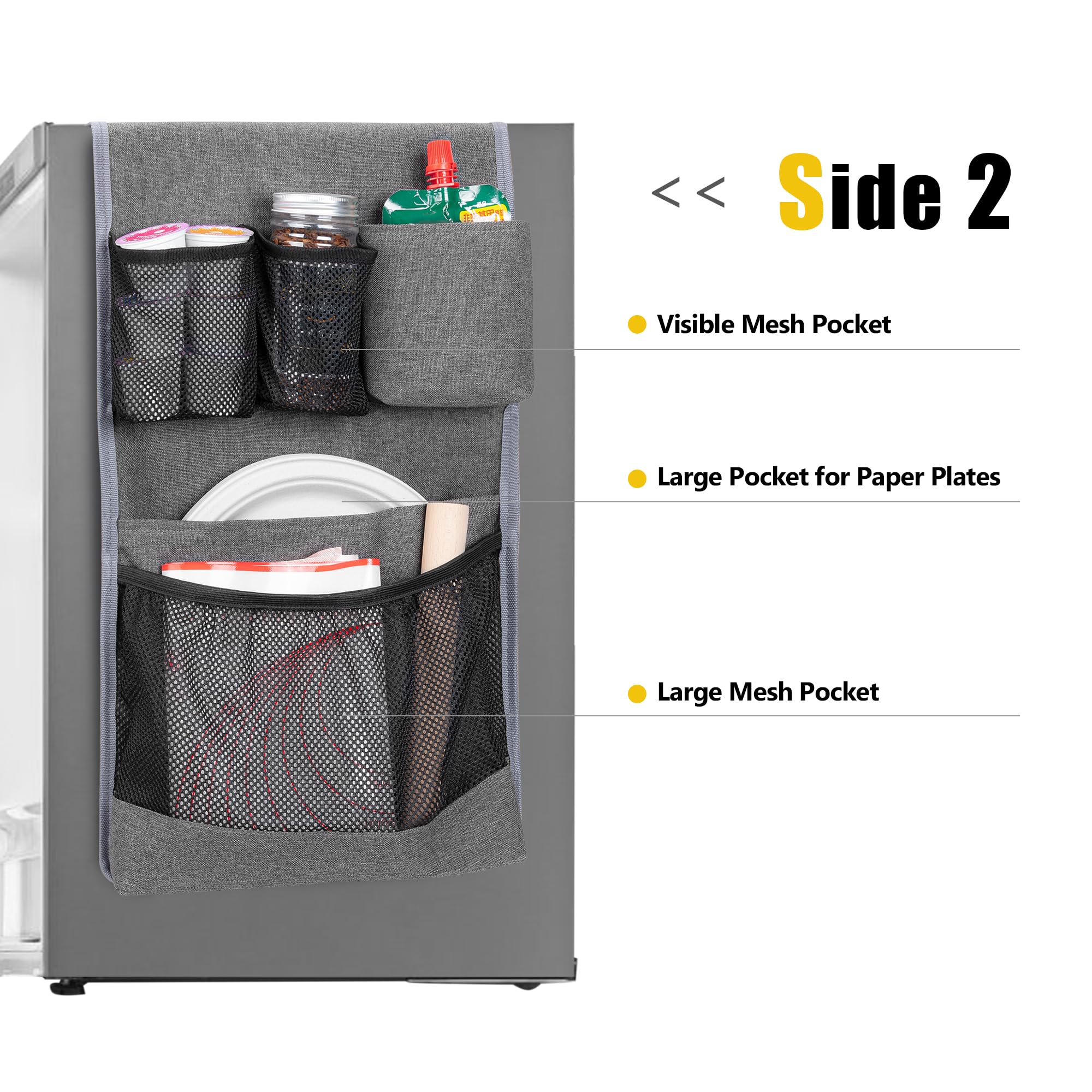 Rexmica side profile mounted on fridge showing space-saving benefit