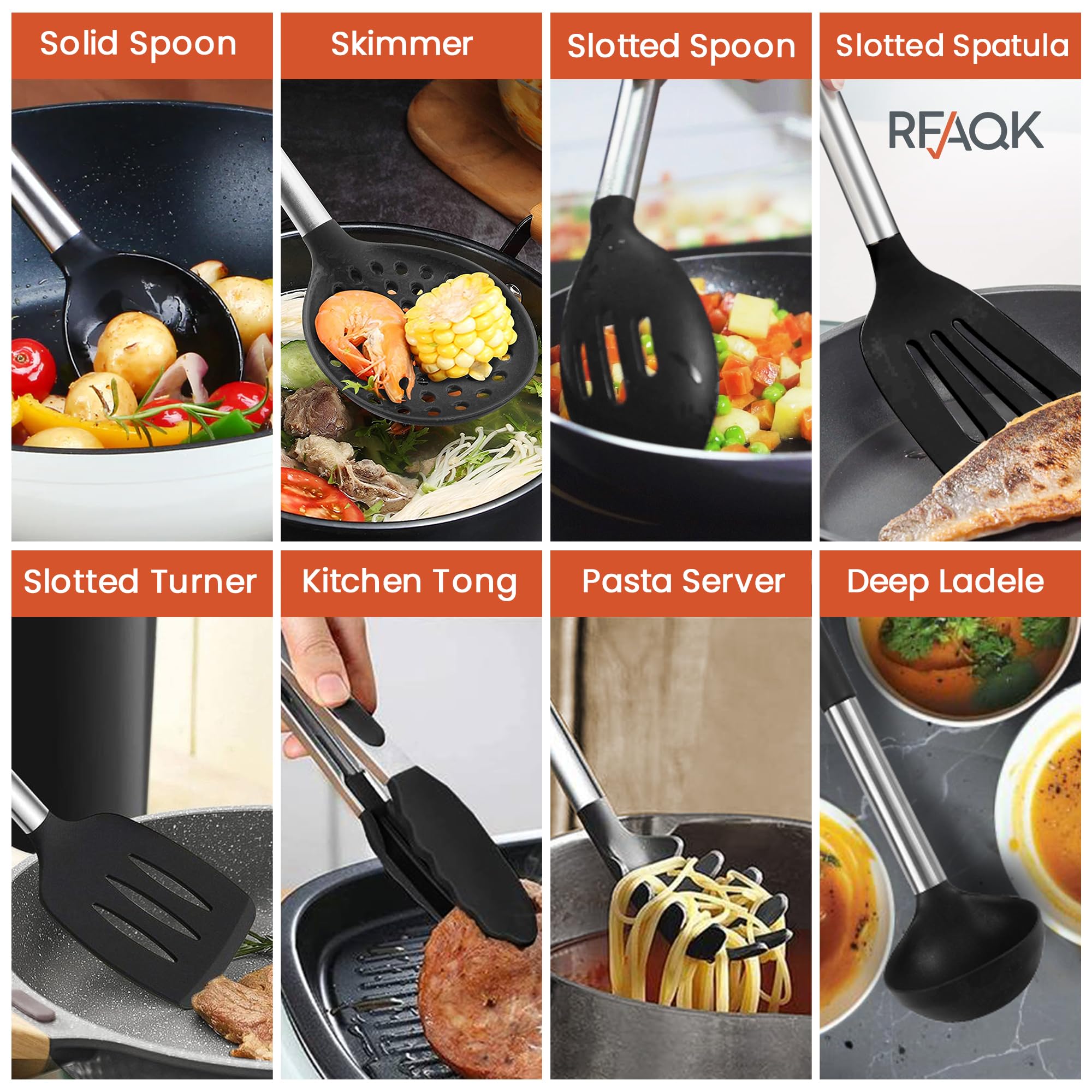 RFAQK gadgets flatlay with peeler, grater, pizza cutter for fast prep