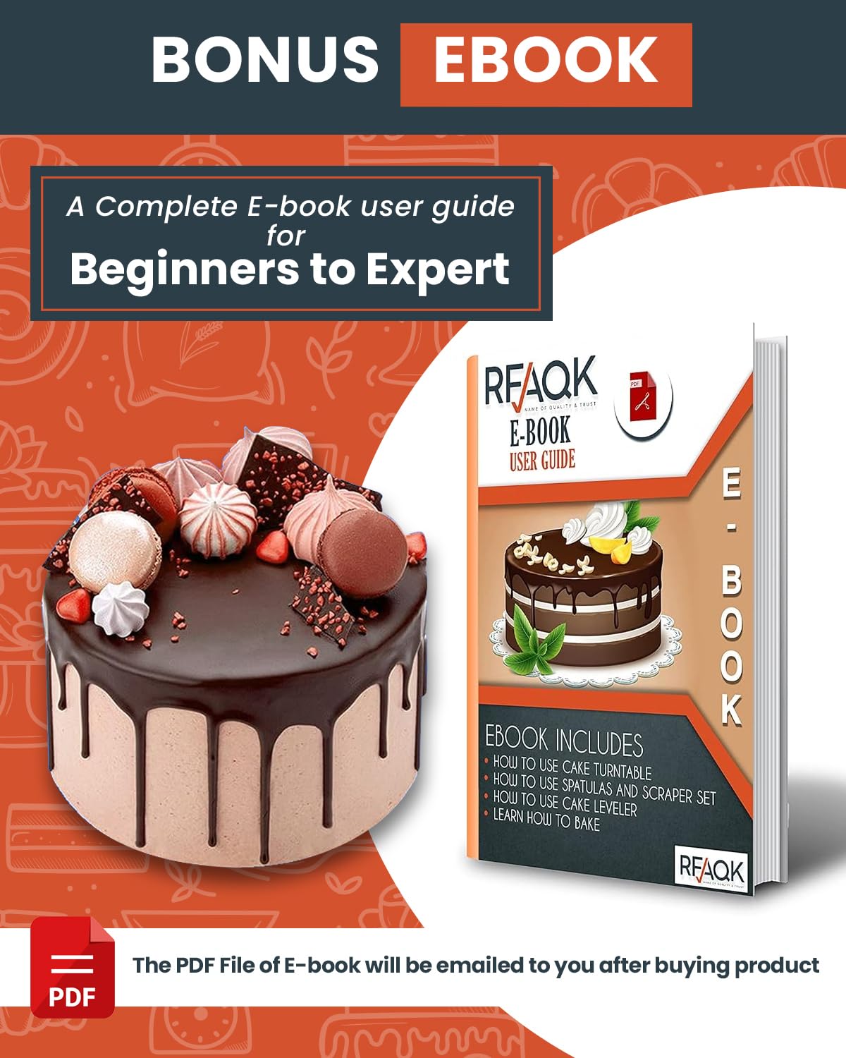 RFAQK cake decorating scene in kitchen highlighting professional results