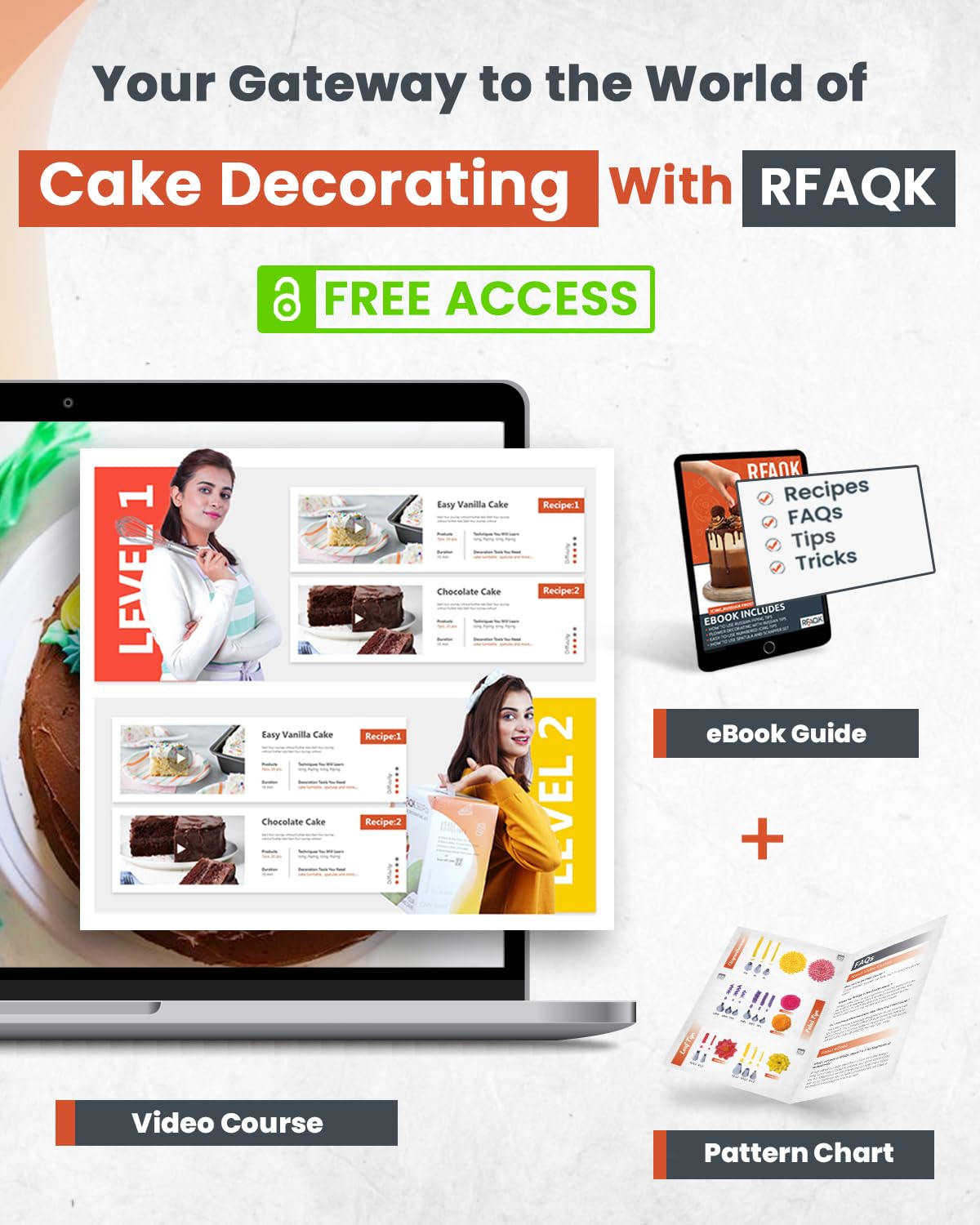 RFAQK scrapers and cake board with scale to show size and stability