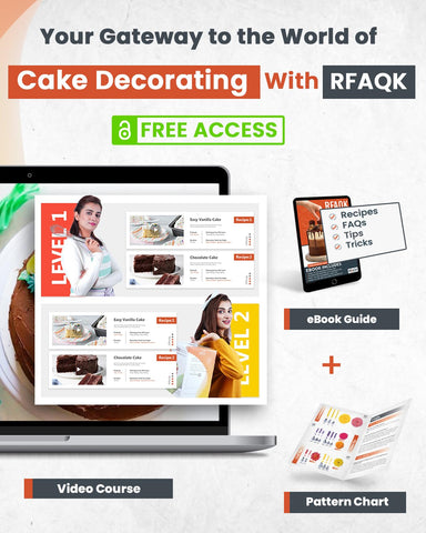 RFAQK scrapers and cake board with scale to show size and stability